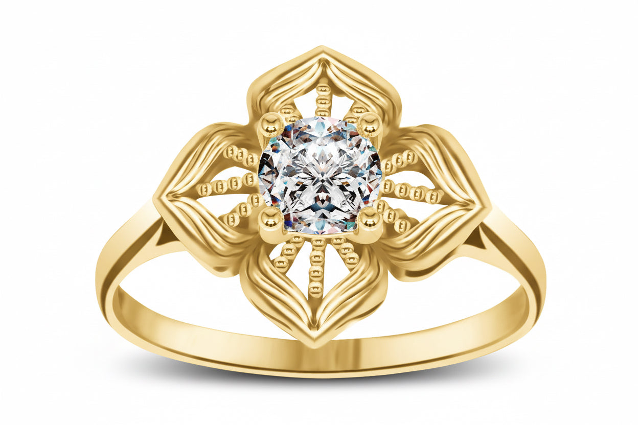 Pierścionek z ażurowym kwiatem