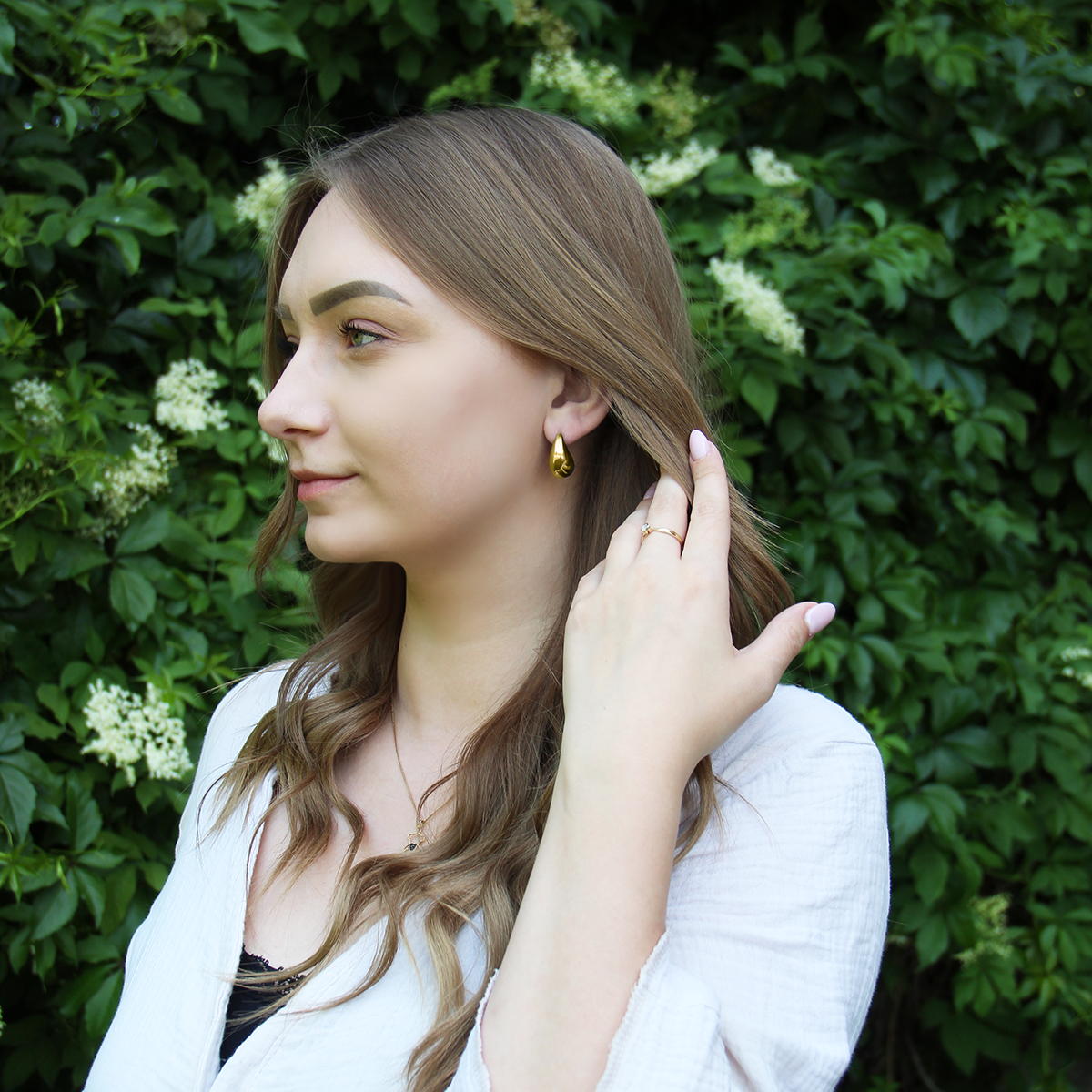 Kolczyki krople otwarte pozłacane 2,1 cm