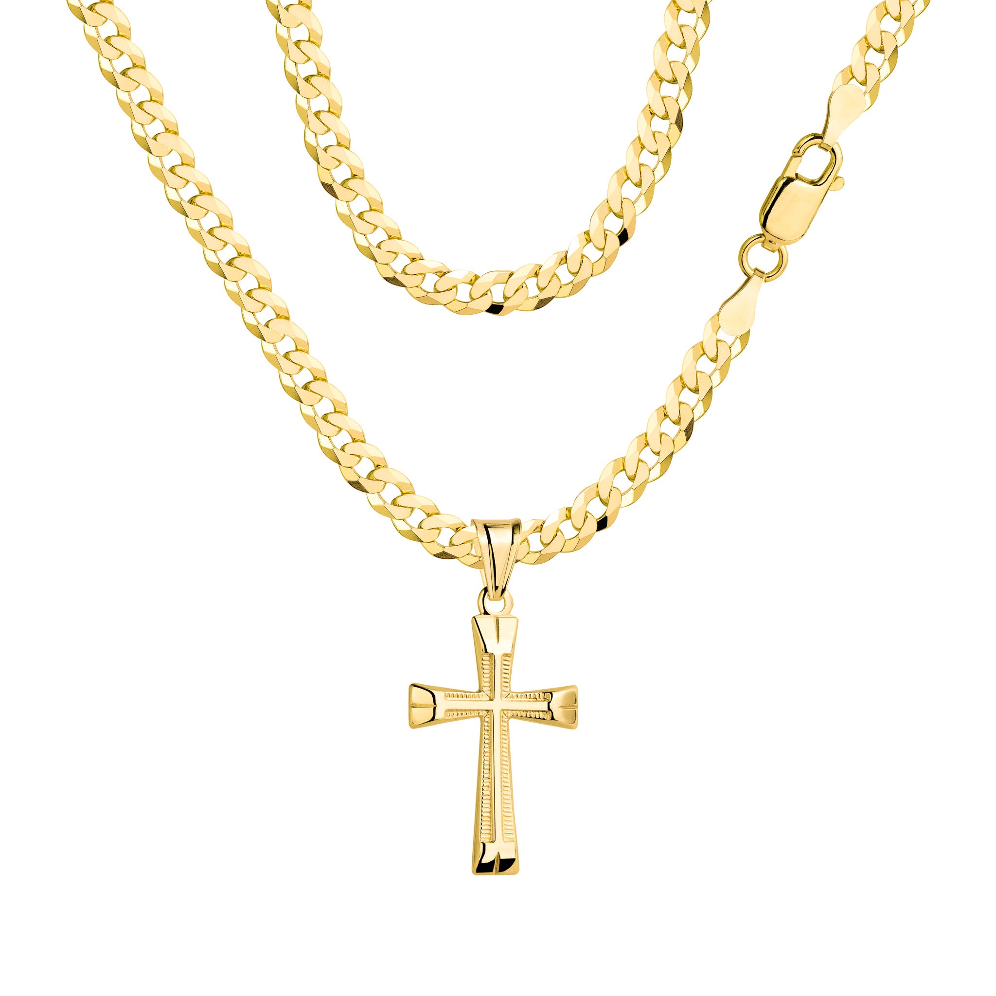 Łańcuszek pozłacany srebrny z krzyżykiem pancerka 3,8mm pr. 925