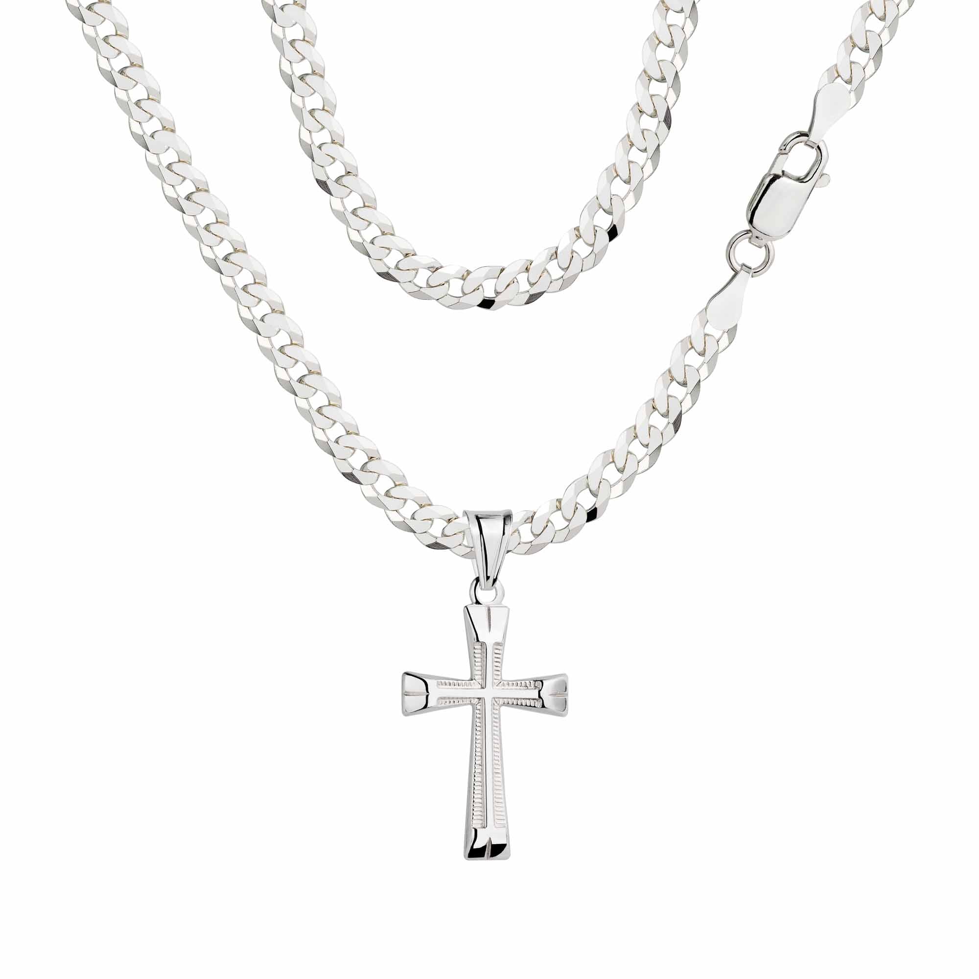 Łańcuszek srebrny z krzyżykiem pancerka 3,8mm pr. 925