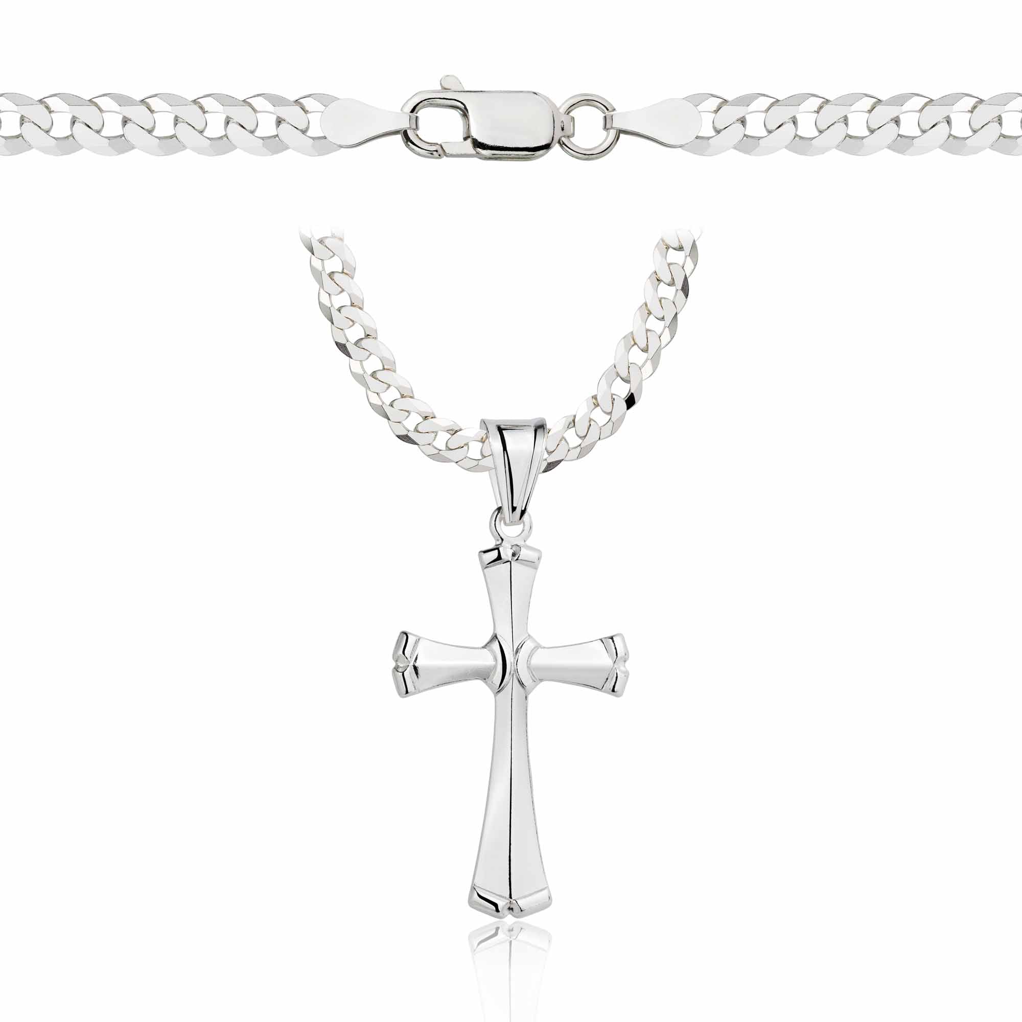 Łańcuszek srebrny z krzyżykiem pancerka 3,8mm pr. 925