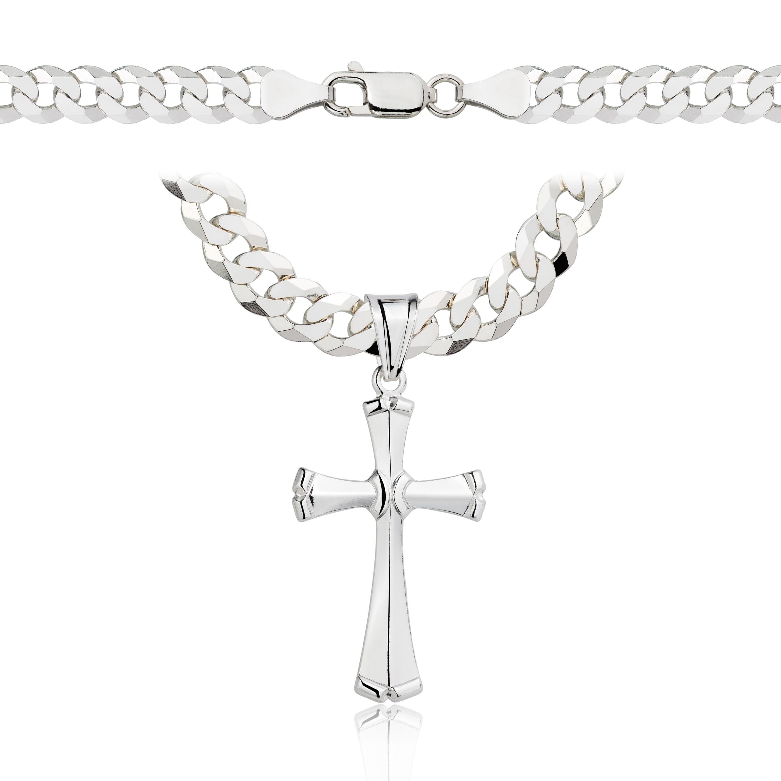 Łańcuszek srebrny z krzyżykiem pancerka 6,5mm pr. 925