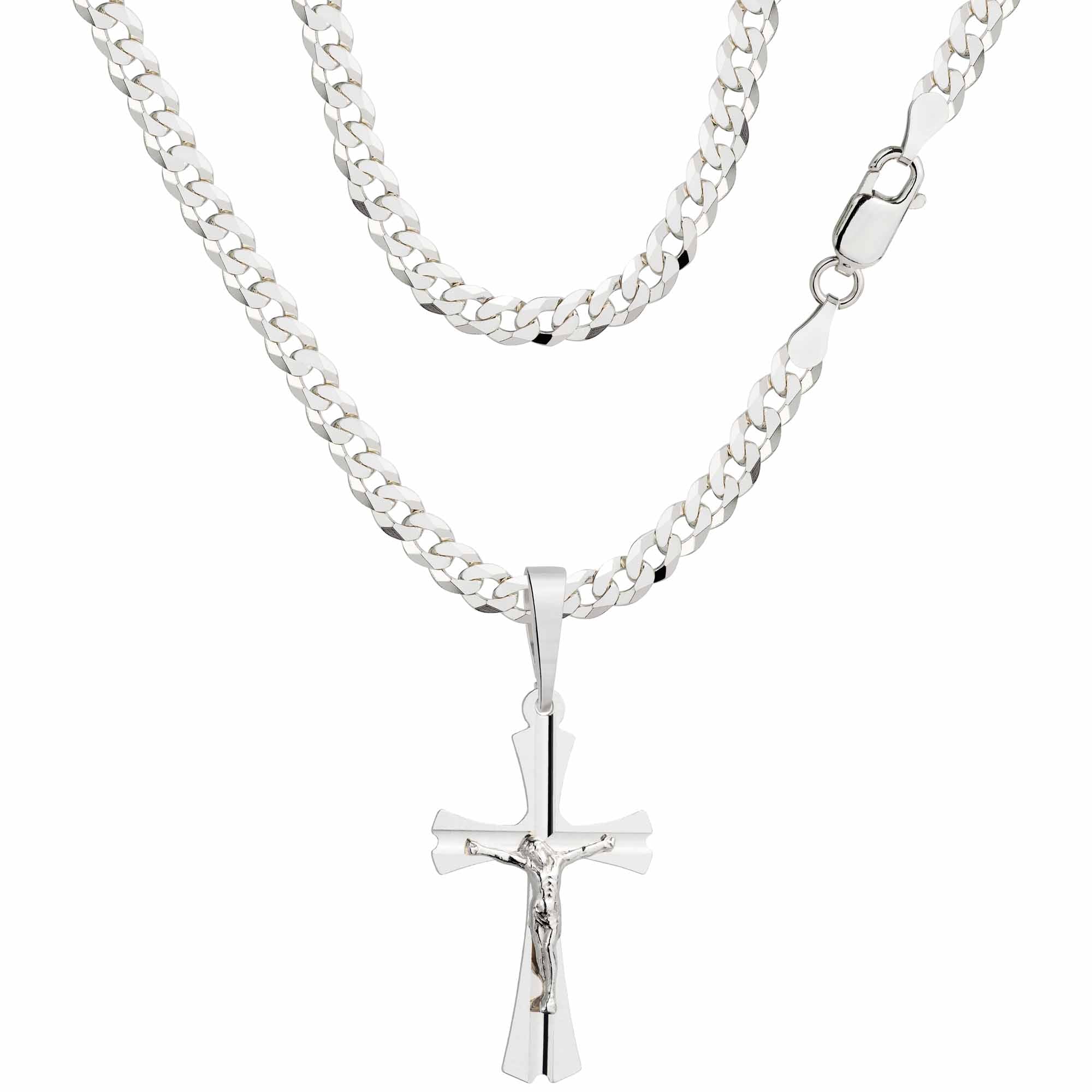 Łańcuszek srebrny z krzyżykiem pancerka 3,8mm pr. 925