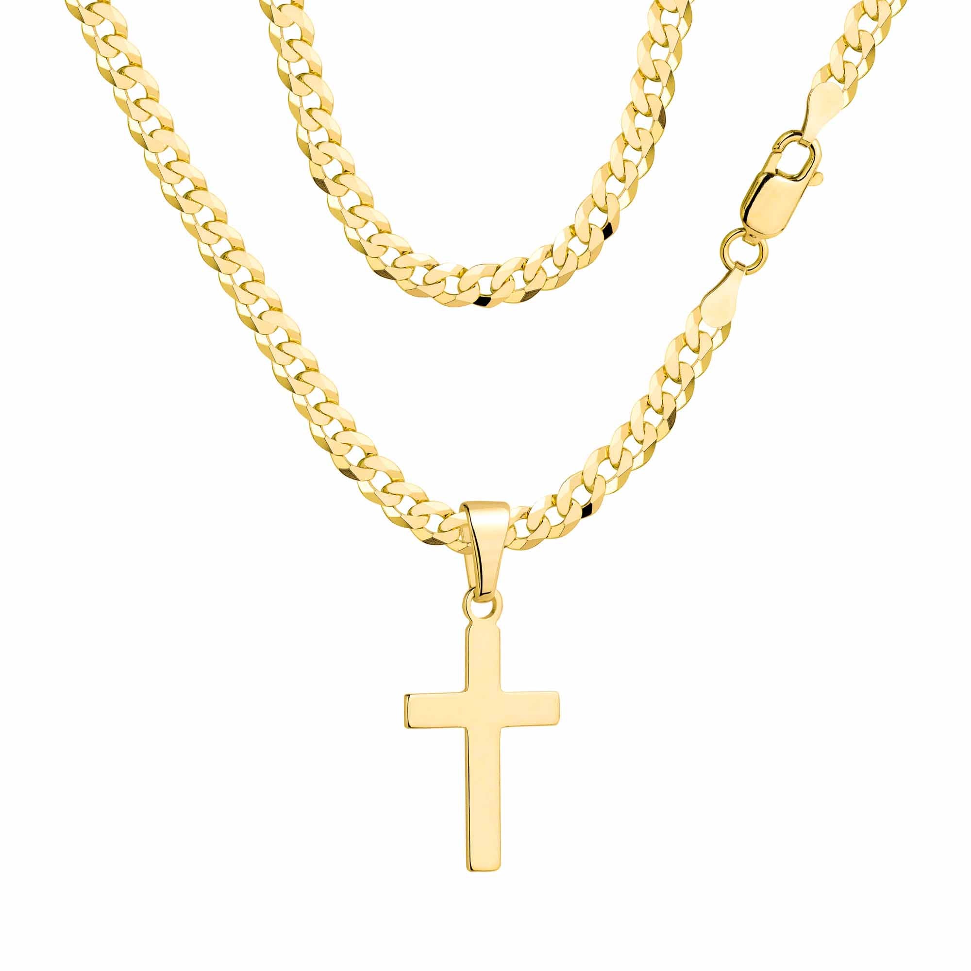 Łańcuszek pozłacany srebrny z krzyżykiem pancerka 3,8mm pr. 925