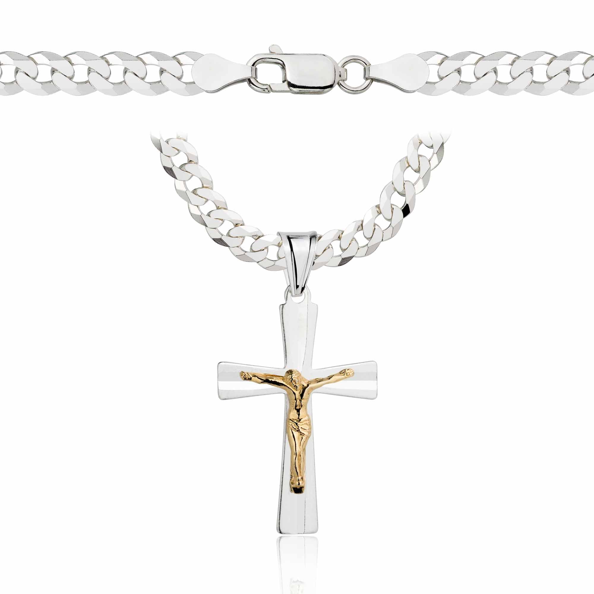 Łańcuszek srebrny z krzyżykiem pancerka 5mm pr. 925