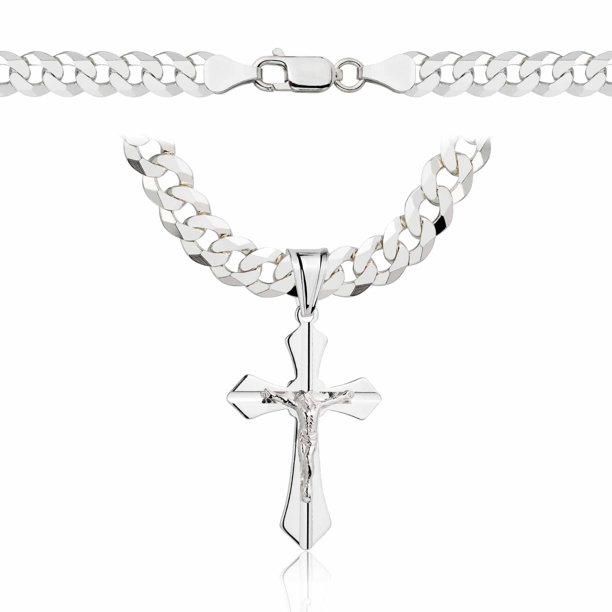 Łańcuszek srebrny z krzyżykiem pancerka 6,5mm pr. 925