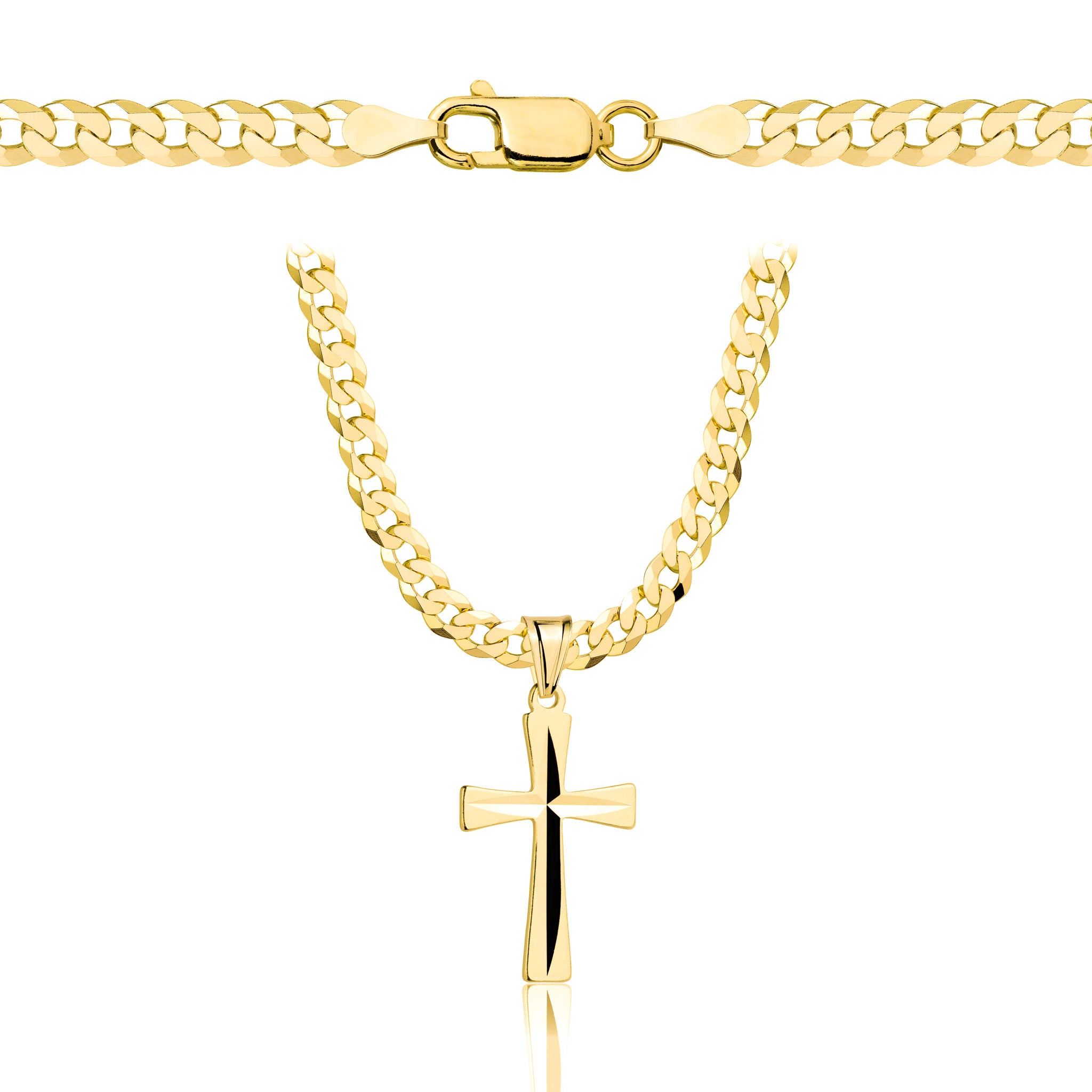 Łańcuszek pozłacany srebrny z krzyżykiem pancerka 3,8mm pr. 925