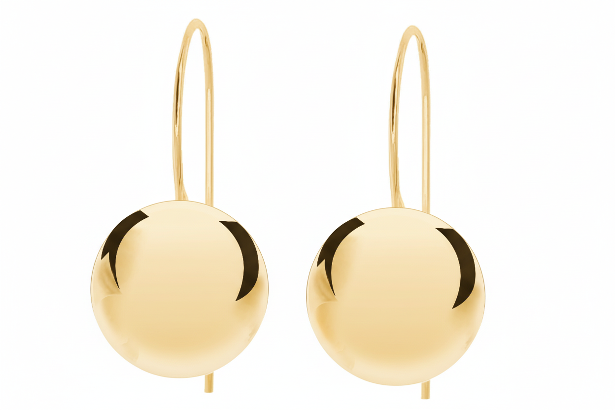 Kolczyki półkule 15mm srebro pozłacane