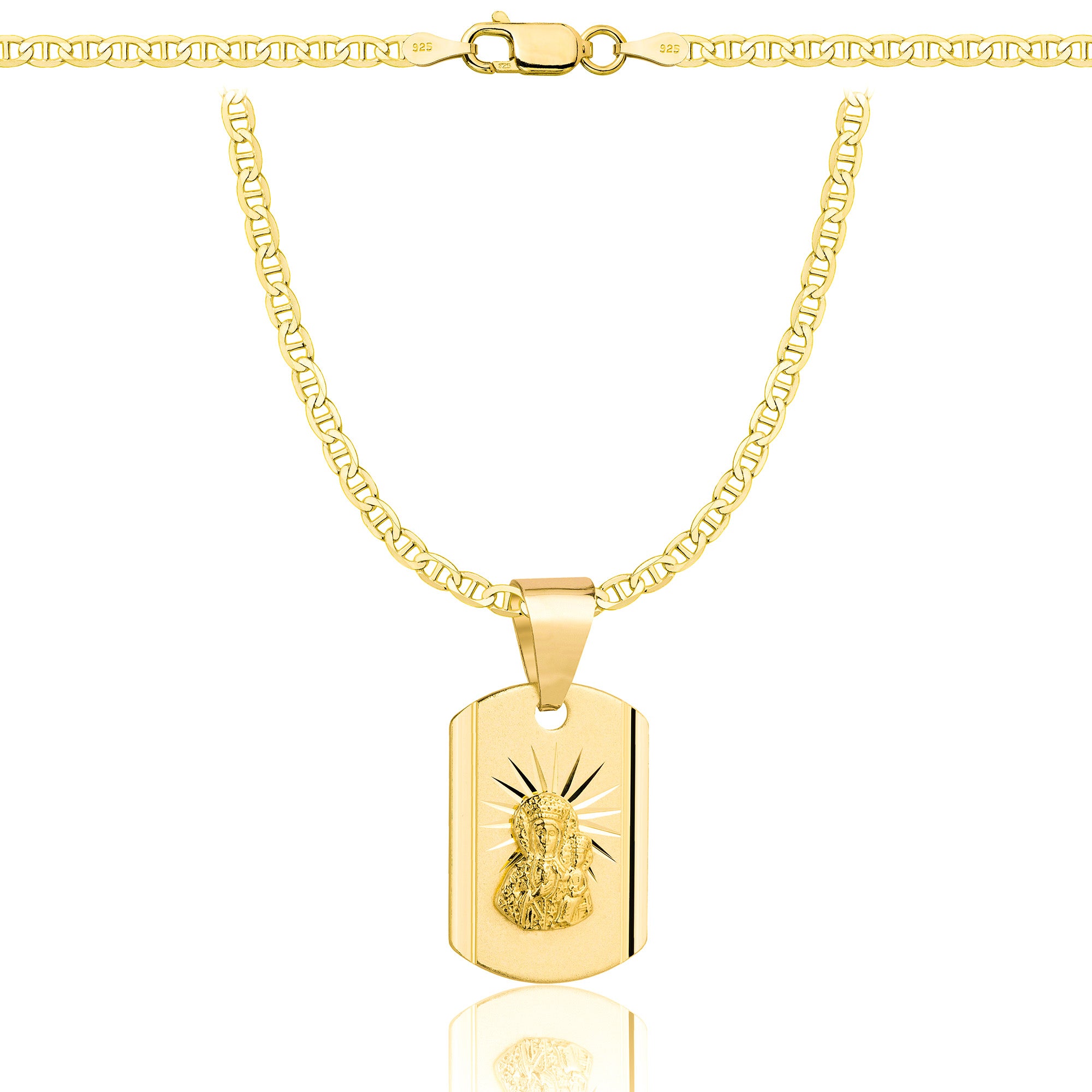 Łańcuszek pozłacany srebrny z medalikiem gucci 2,6mm pr. 925