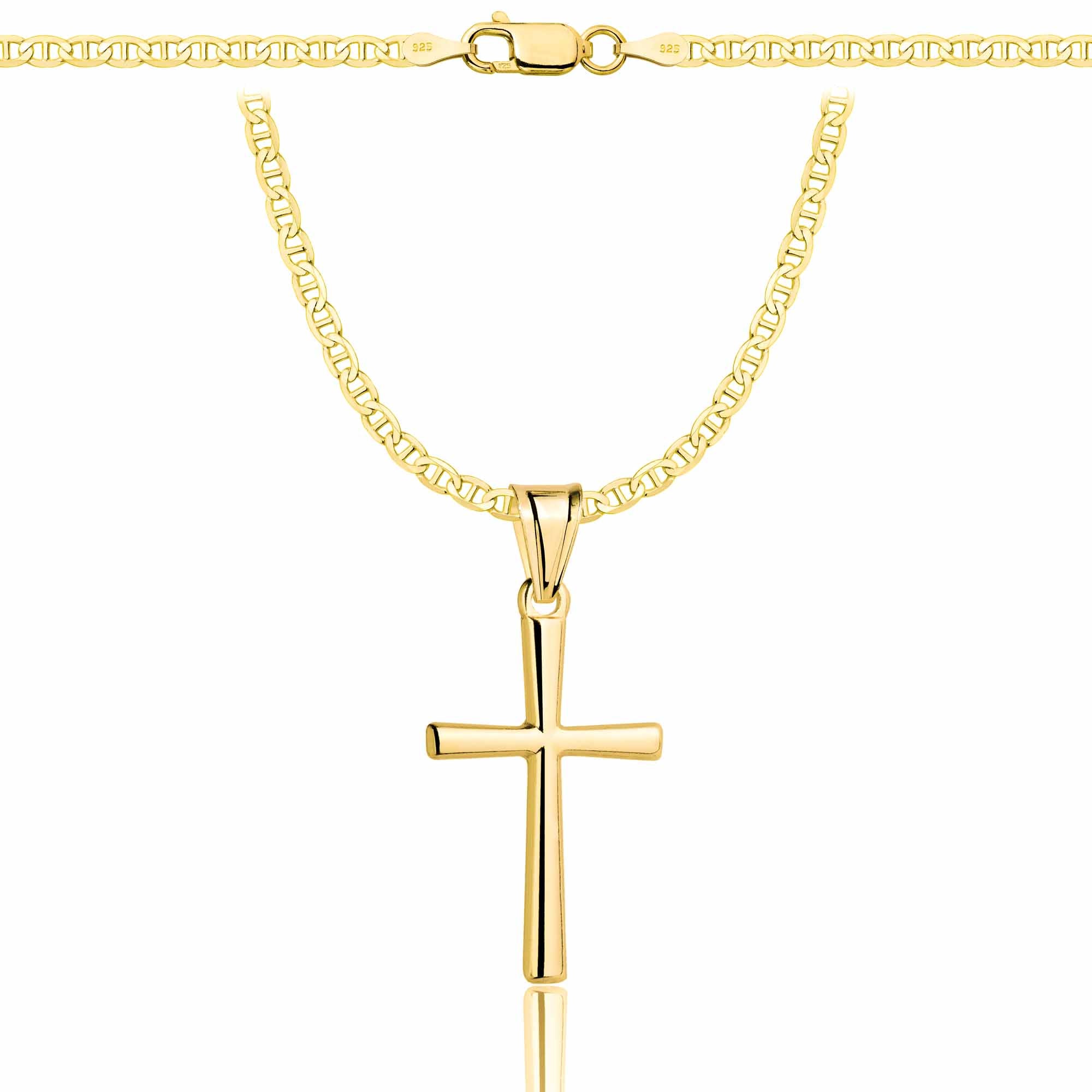 Łańcuszek pozłacany srebrny z krzyżykiem gucci 2,6mm pr. 925