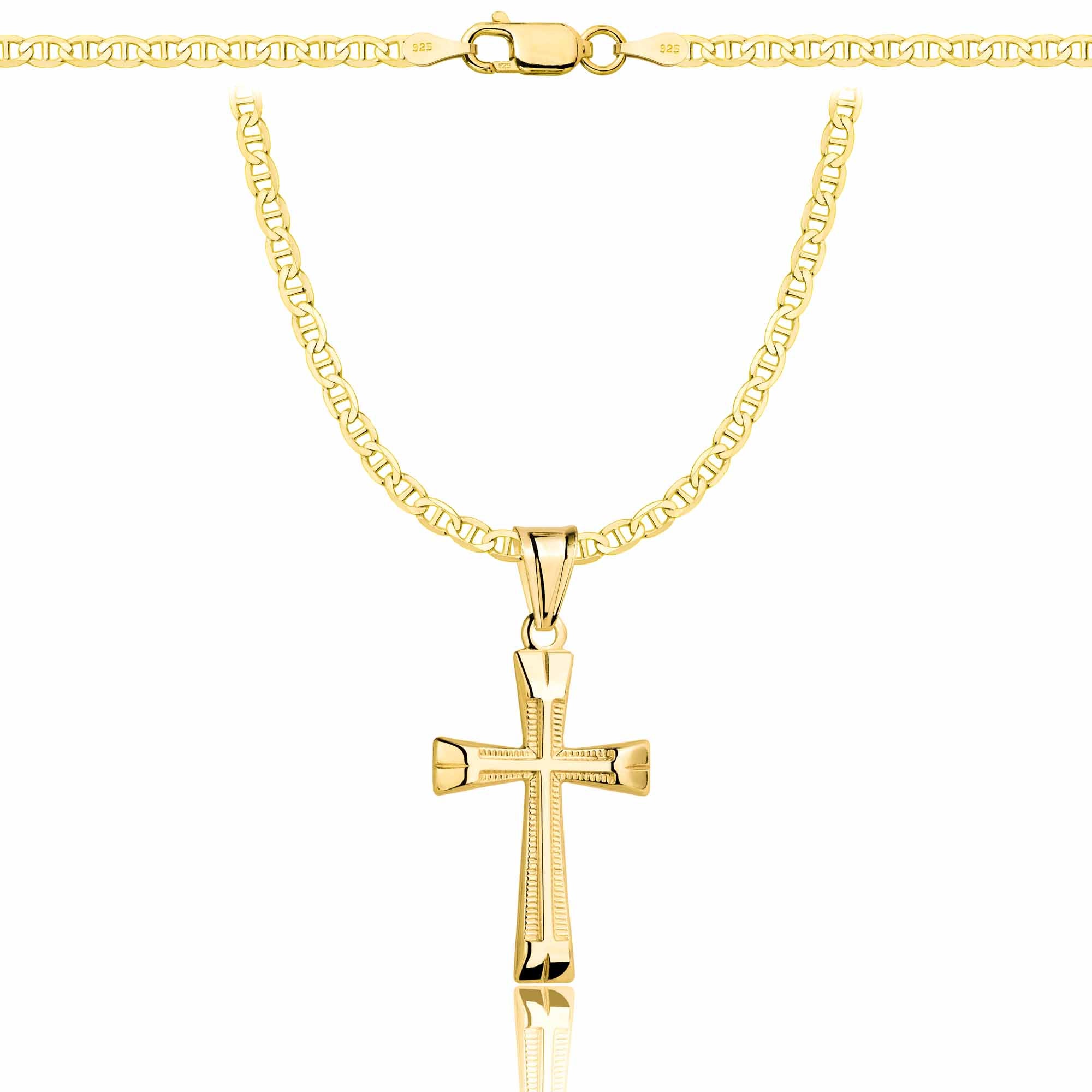 Łańcuszek pozłacany srebrny z krzyżykiem gucci 2,6mm pr. 925