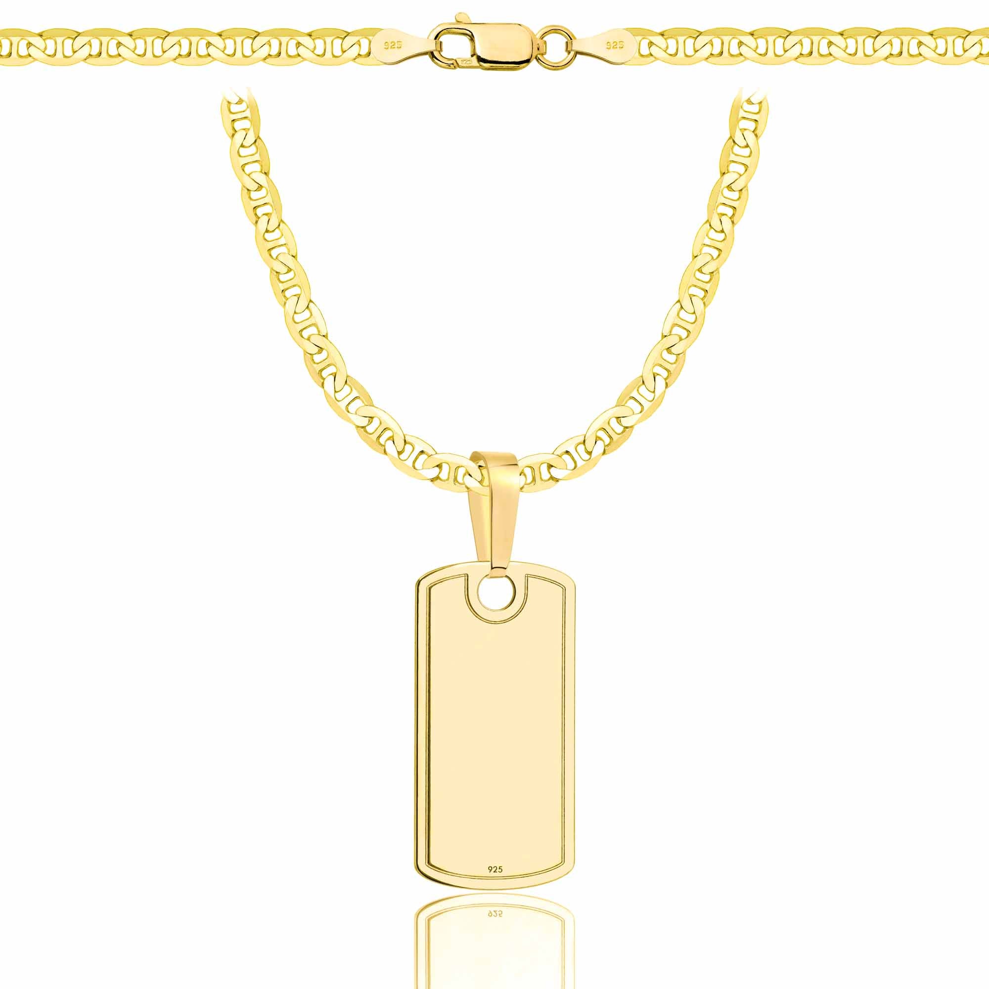 Łańcuszek pozłacany srebrny z nieśmiertelnikiem gucci 3,5mm pr. 925 585