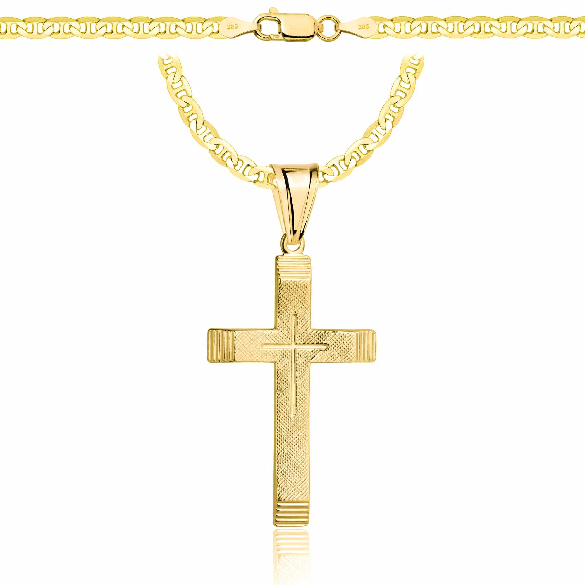 Łańcuszek pozłacany srebrny z krzyżykiem gucci 3,5mm pr. 925