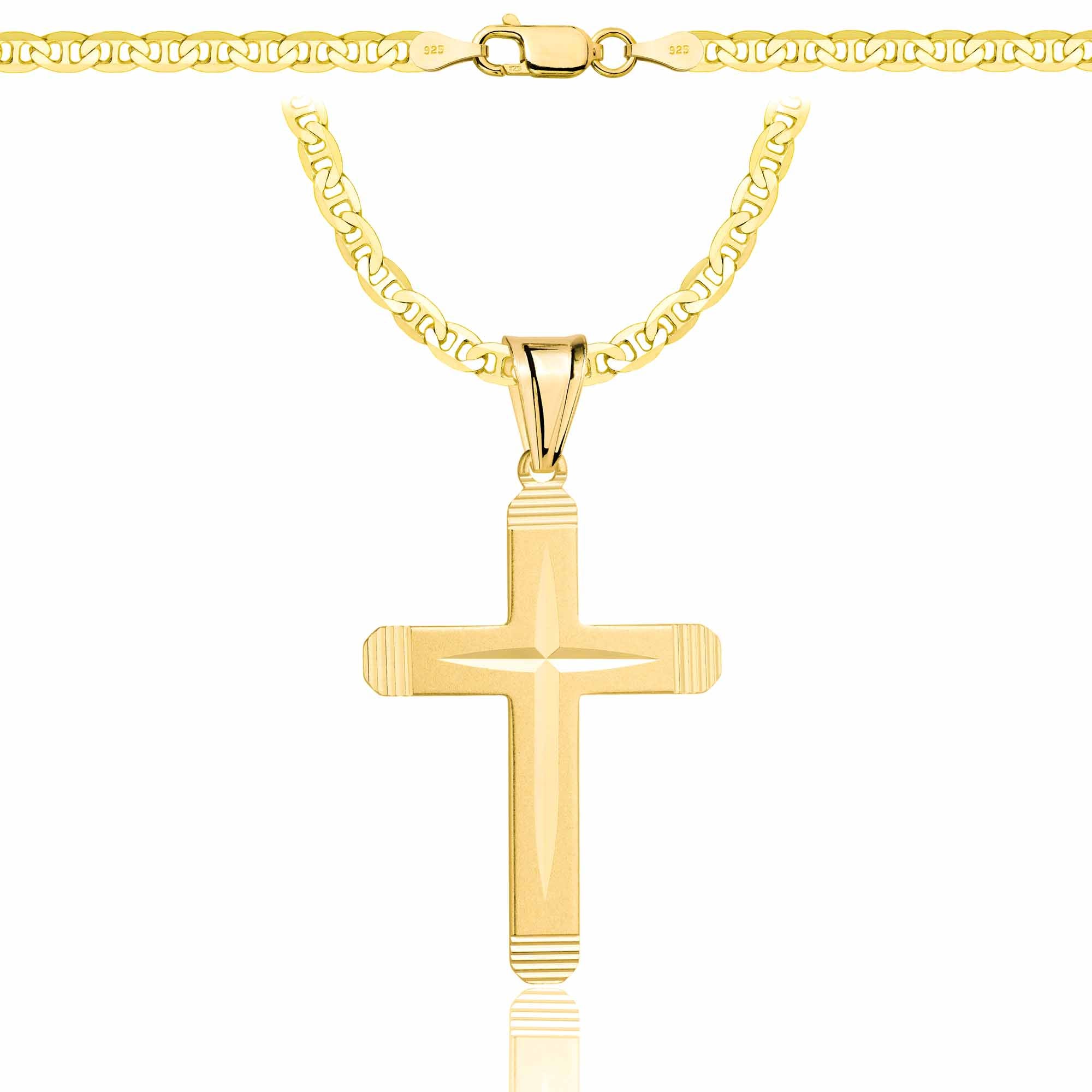 Łańcuszek pozłacany srebrny z krzyżykiem gucci 3,5mm pr. 925