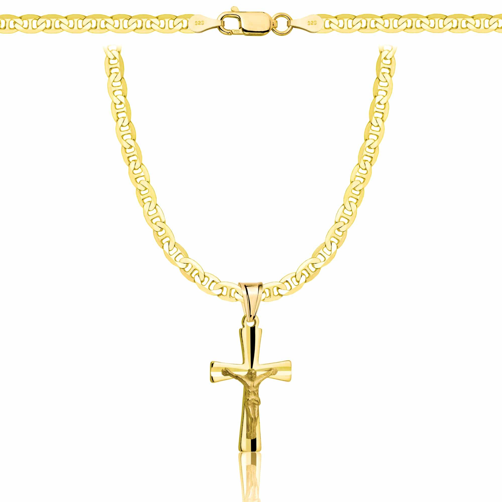 Łańcuszek pozłacany srebrny z krzyżykiem gucci 3,5mm pr. 925