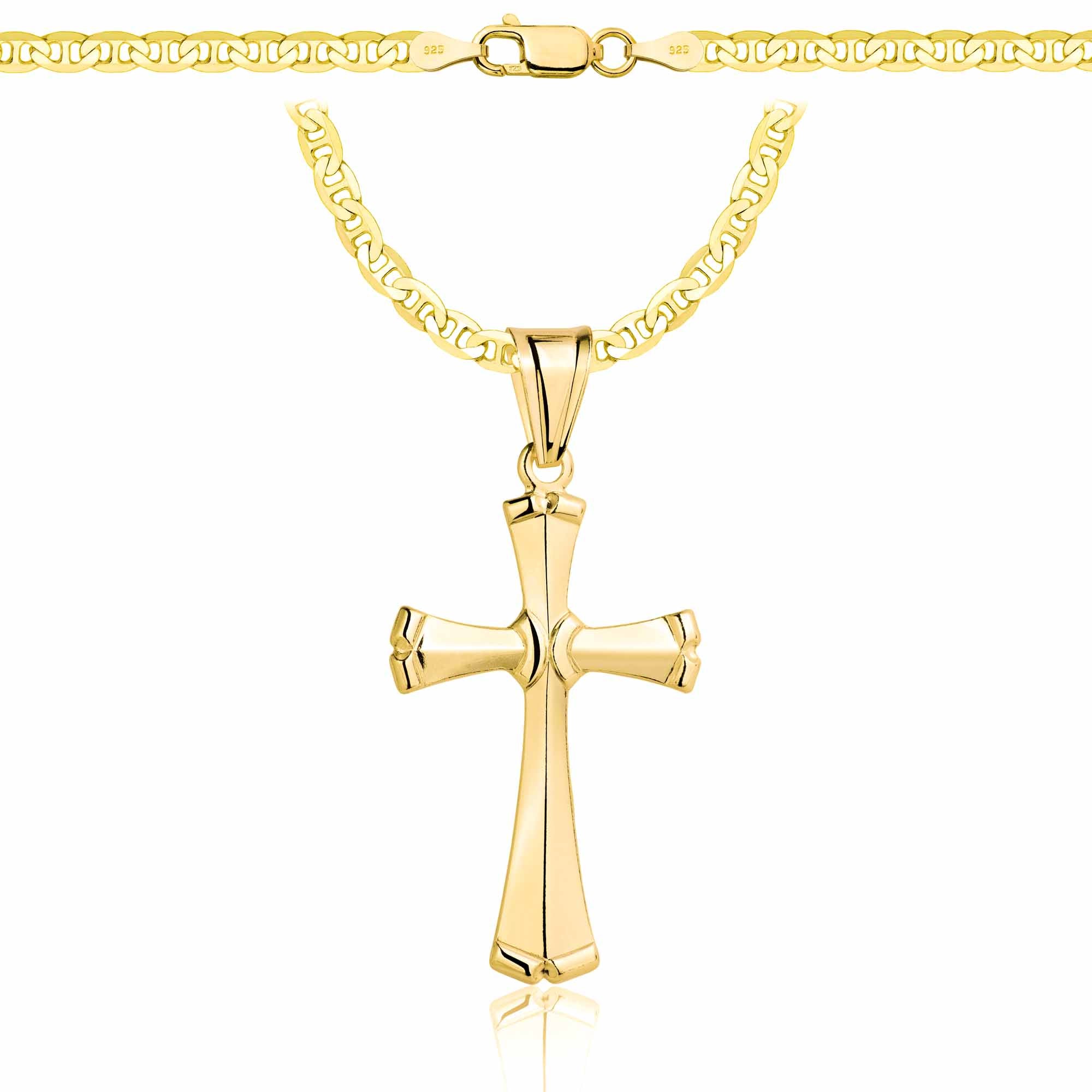 Łańcuszek pozłacany srebrny z krzyżykiem gucci 3,5mm pr. 925