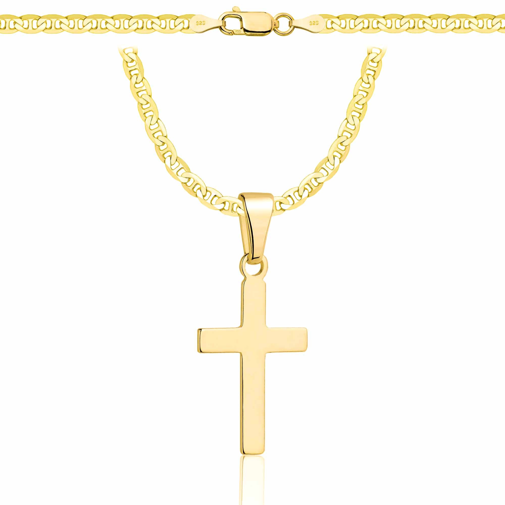 Łańcuszek pozłacany srebrny z krzyżykiem gucci 3,5mm pr. 925