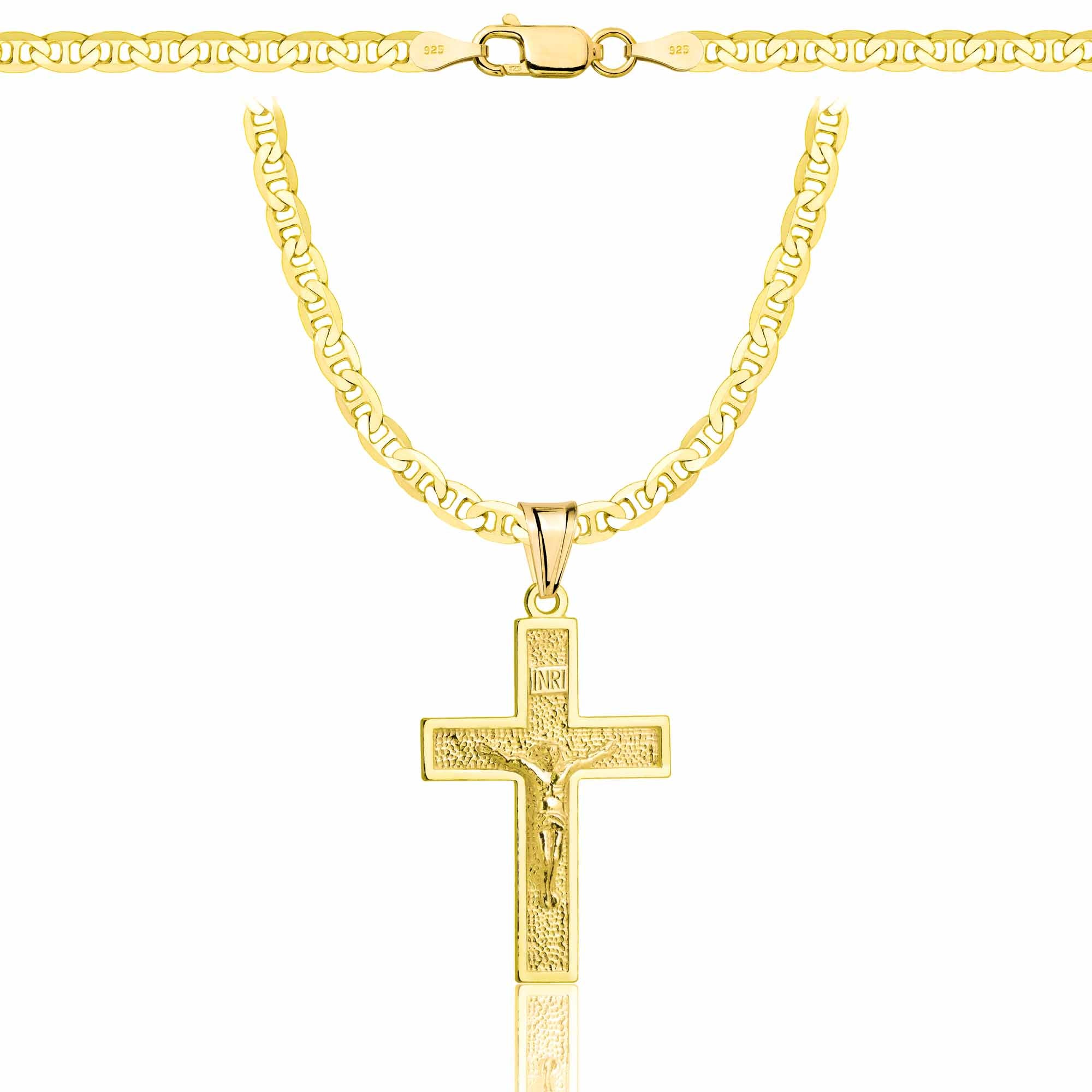 Łańcuszek pozłacany srebrny z krzyżykiem gucci 3,5mm pr. 925