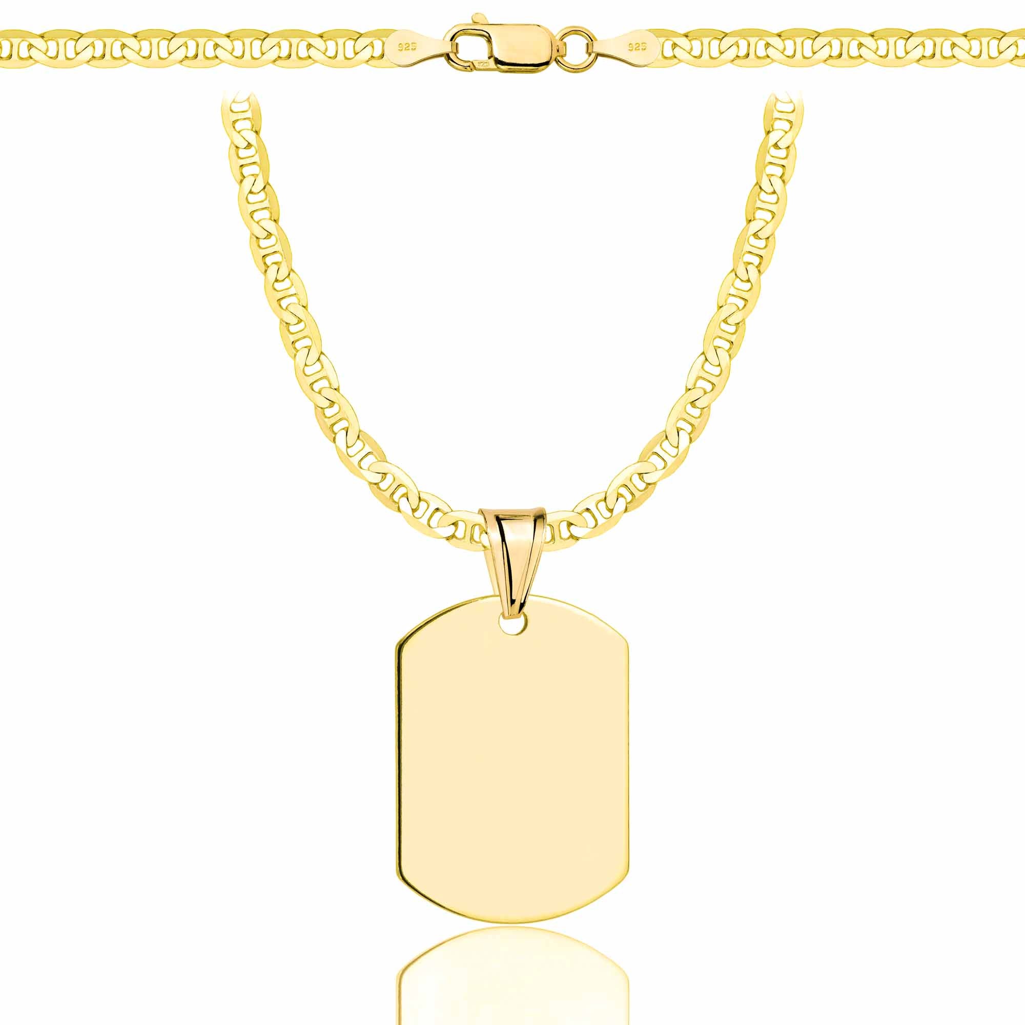 Łańcuszek pozłacany srebrny z nieśmiertelnikiem gucci 3,5mm pr. 925 585