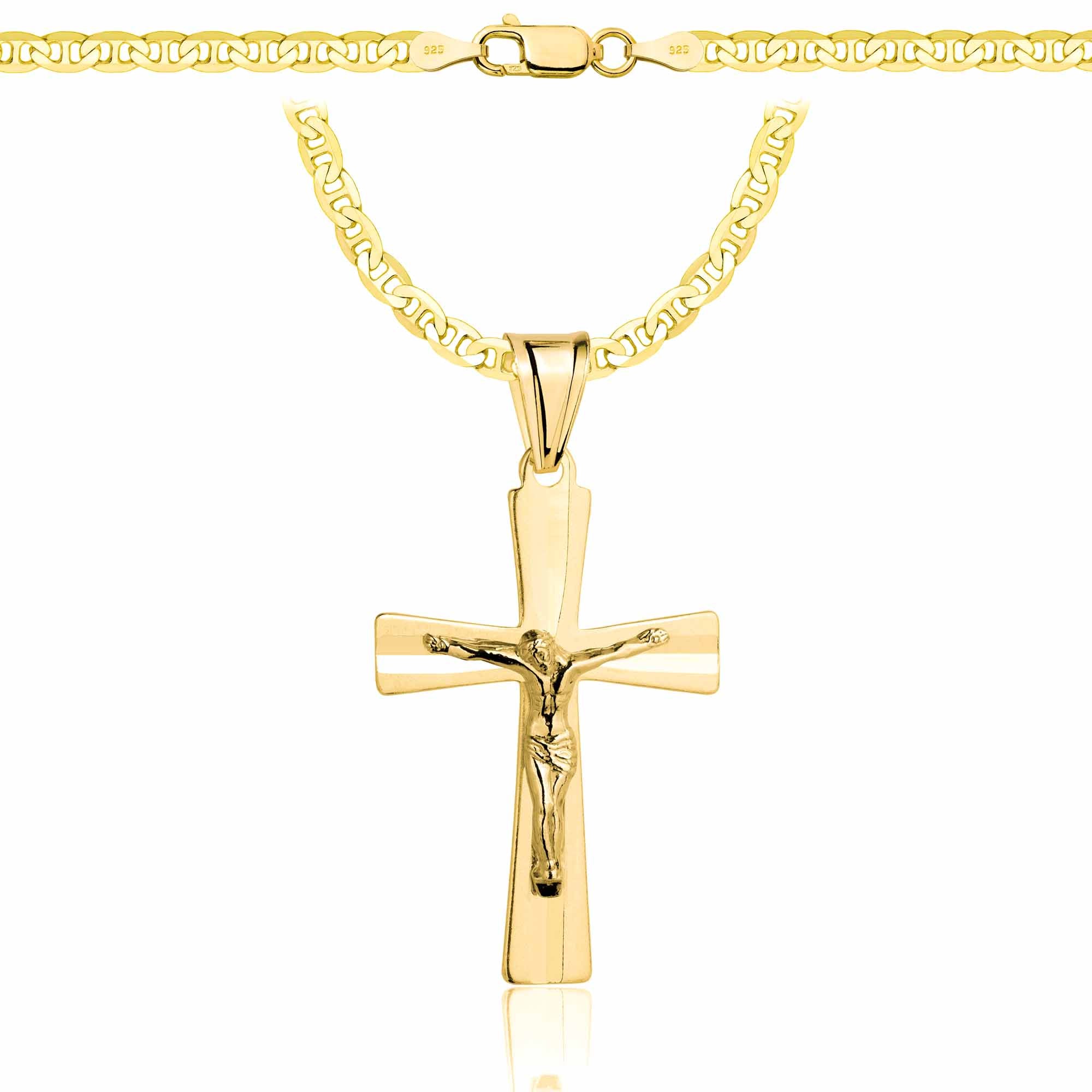 Łańcuszek pozłacany srebrny z krzyżykiem gucci 3,5mm pr. 925