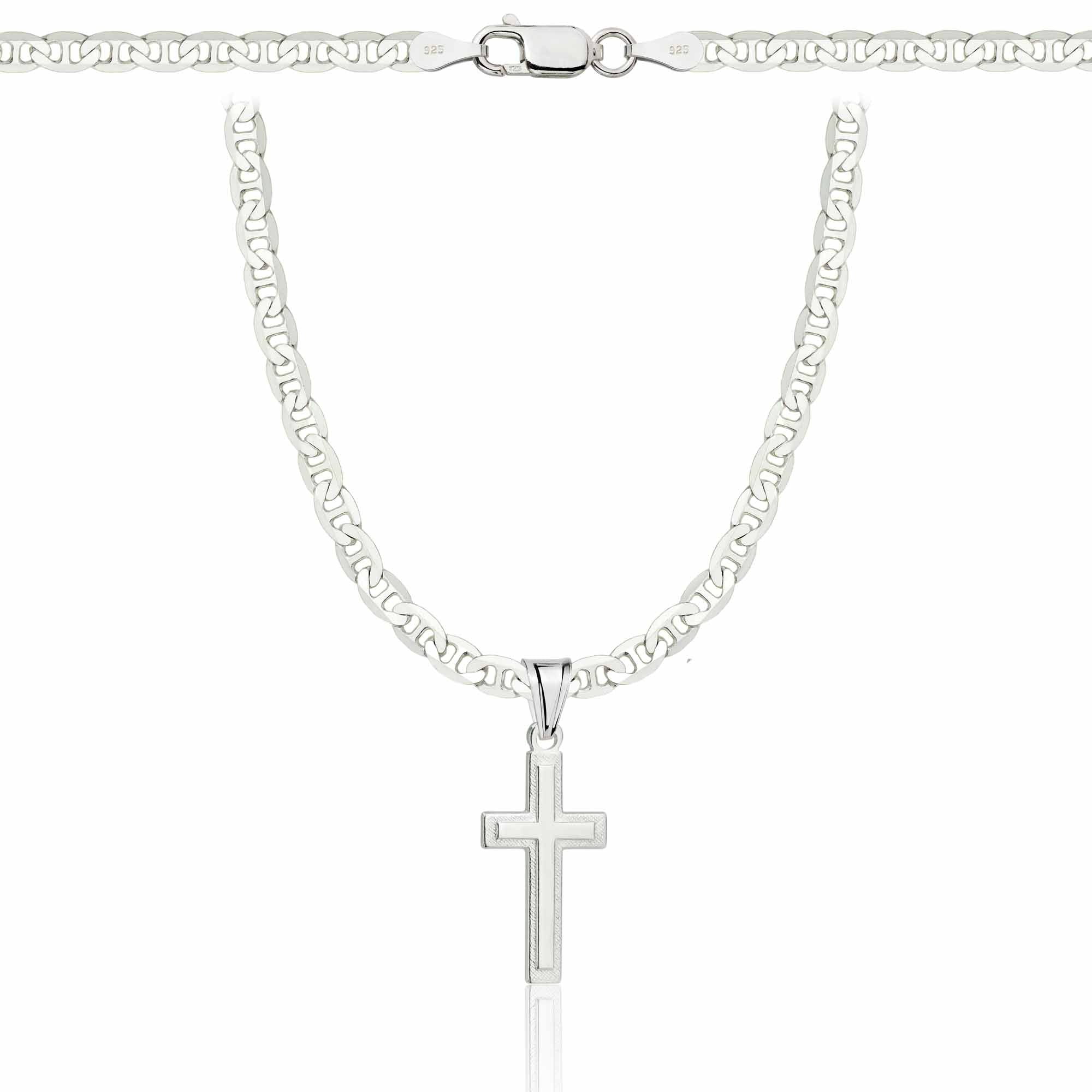 Łańcuszek komunijny srebrny z krzyżykiem gucci 3,5mm z grawerowanym pudełeczkiem i zawieszką pr. 925