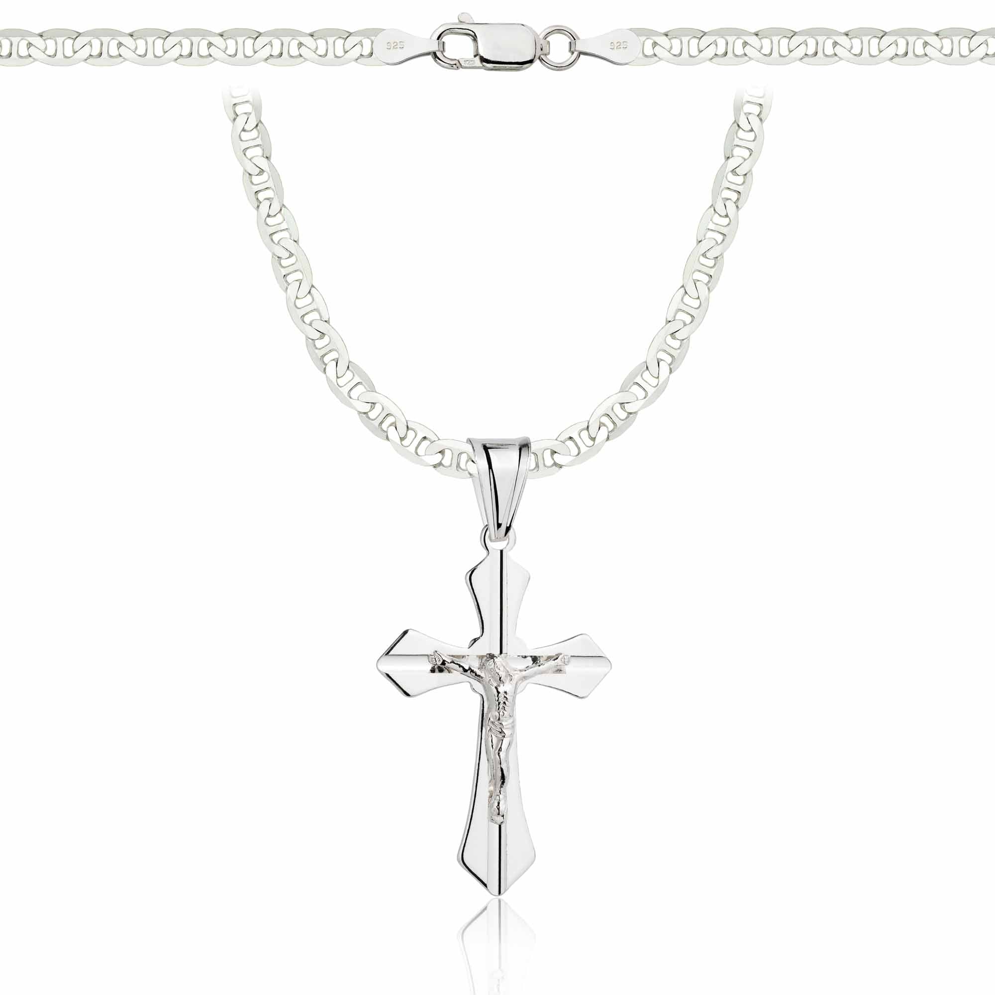 Łańcuszek komunijny srebrny z krzyżykiem gucci 3,5mm z grawerowanym pudełeczkiem i zawieszką pr. 925