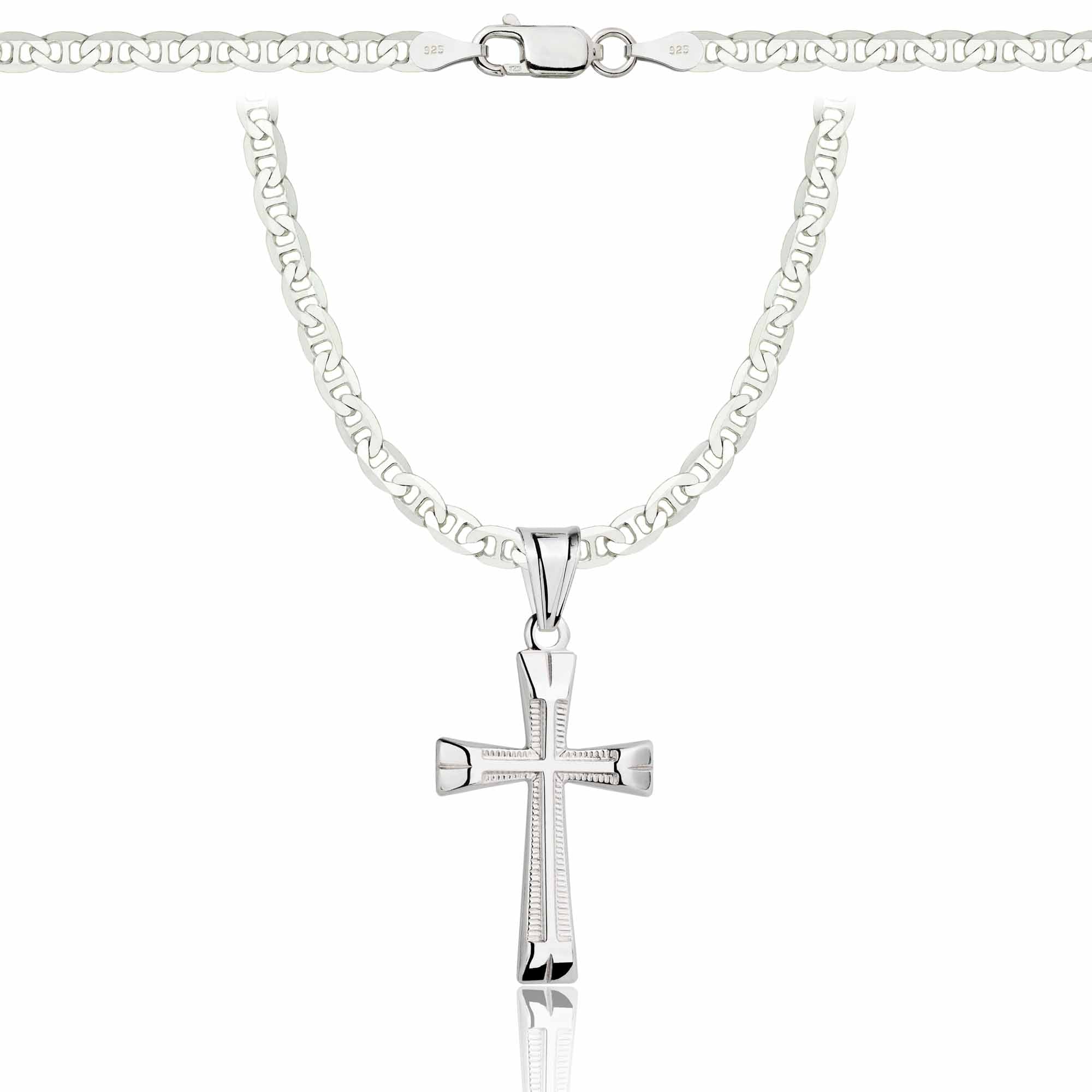 Łańcuszek komunijny srebrny z krzyżykiem gucci 3,5mm z grawerowanym pudełeczkiem i zawieszką pr. 925