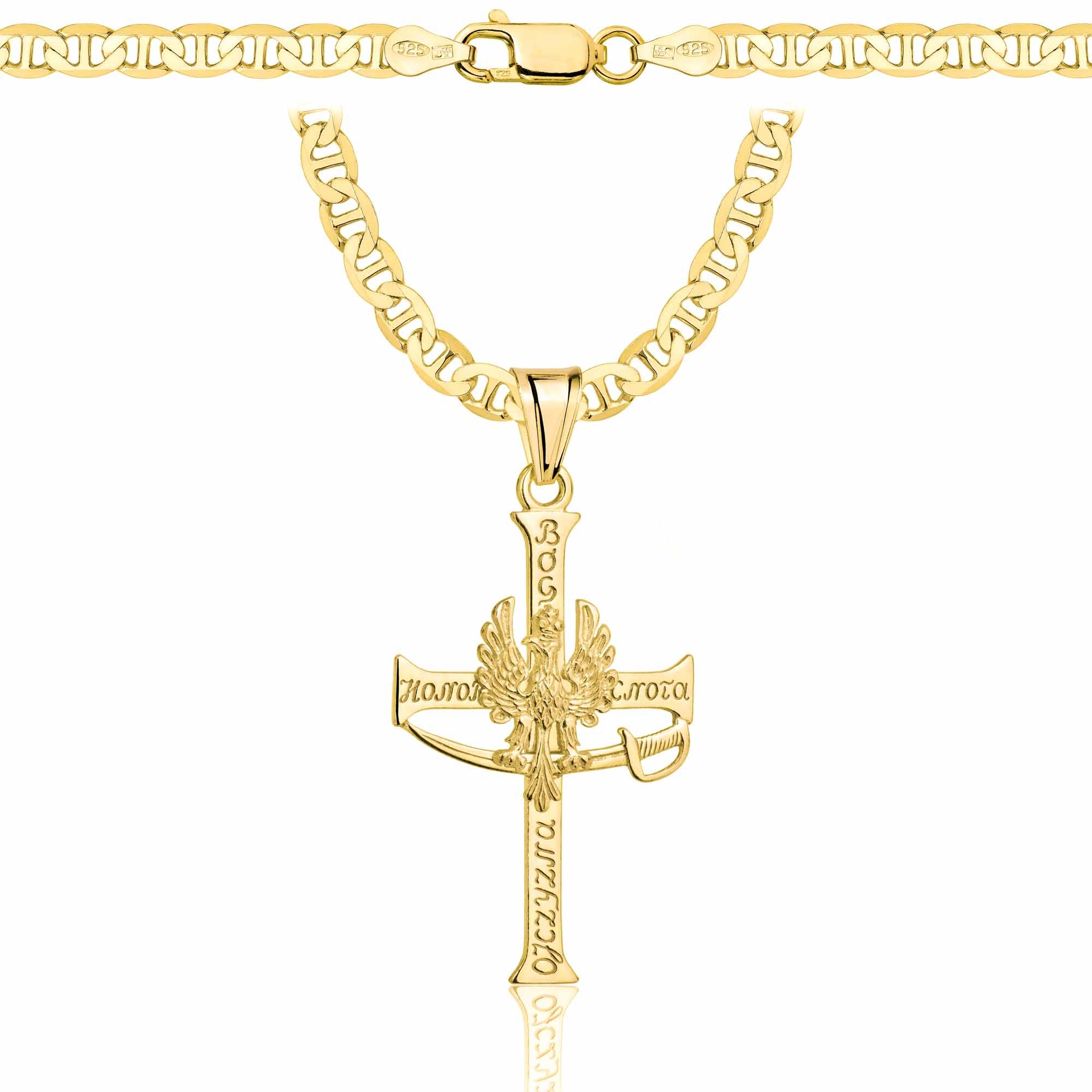 Łańcuszek pozłacany srebrny z krzyżykiem gucci 4,5mm pr. 925