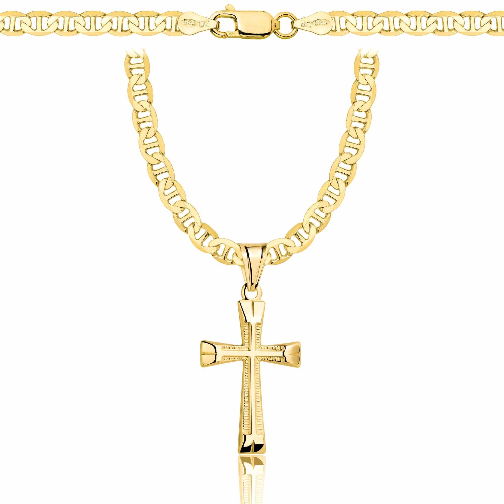 Łańcuszek pozłacany srebrny z krzyżykiem gucci 4,5mm pr. 925