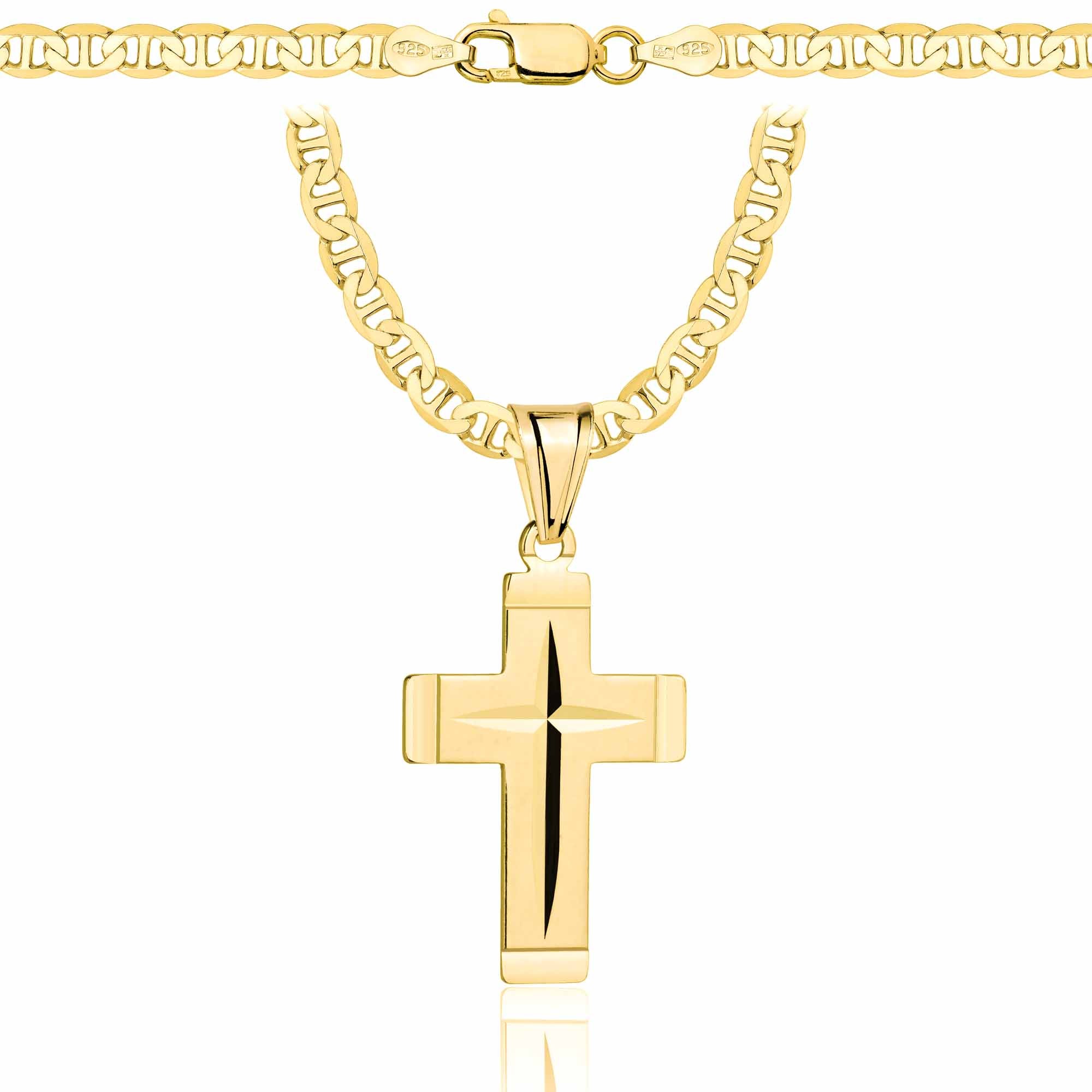 Łańcuszek pozłacany srebrny z krzyżykiem gucci 4,5mm pr. 925