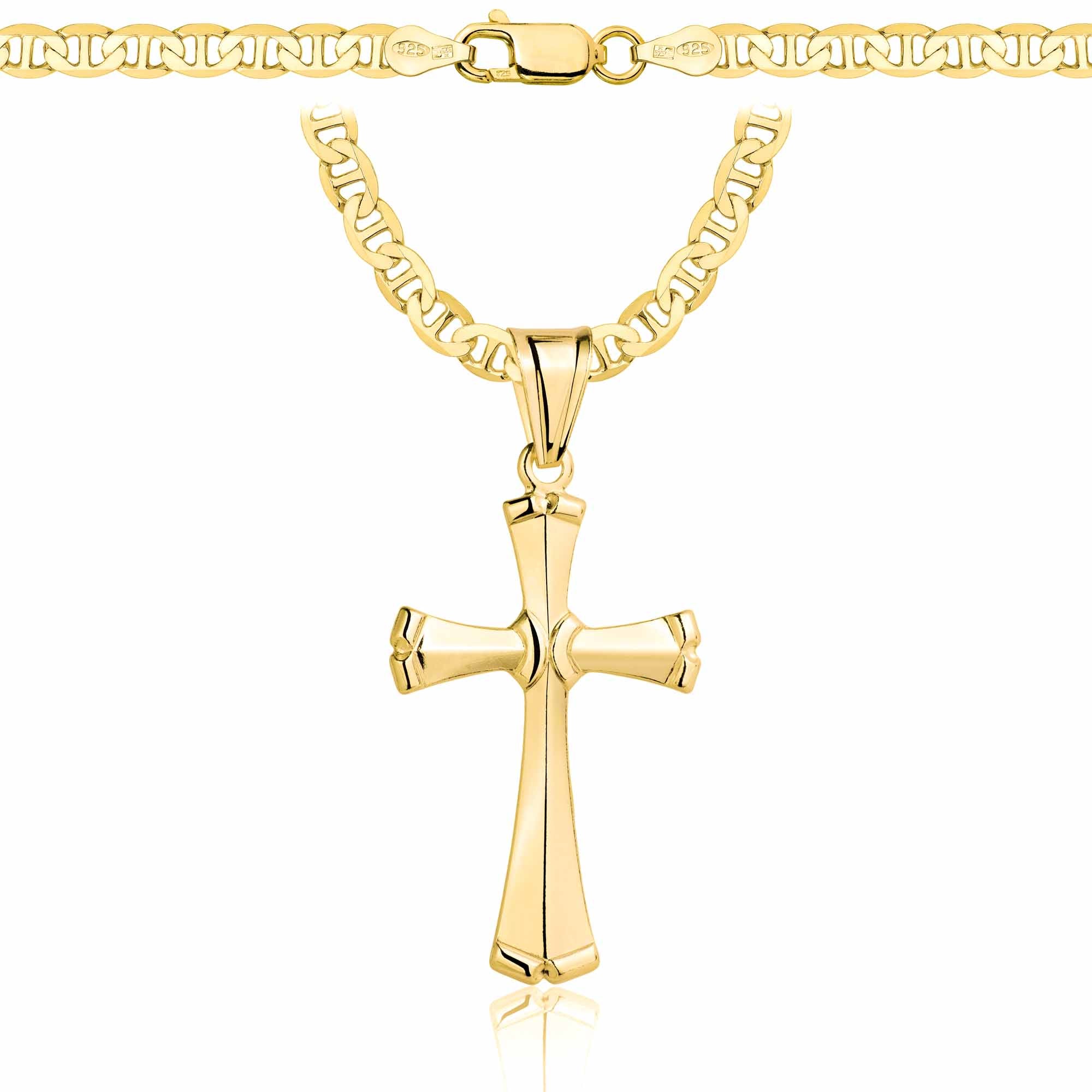 Łańcuszek pozłacany srebrny z krzyżykiem gucci 4,5mm pr. 925