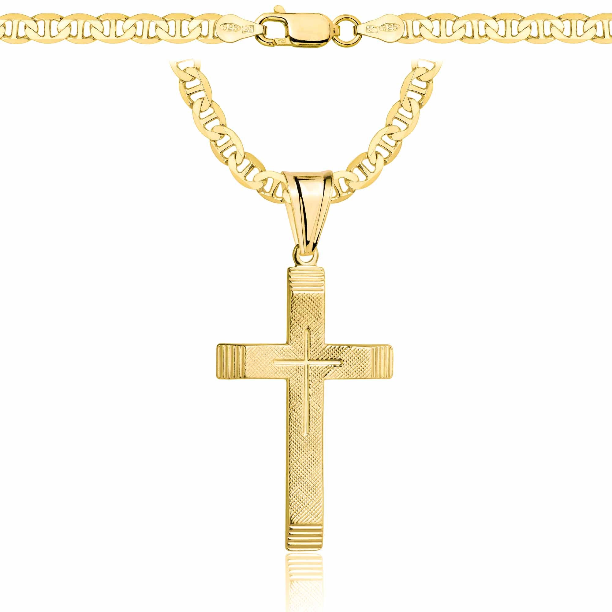 Łańcuszek pozłacany srebrny z krzyżykiem gucci 4,5mm pr. 925