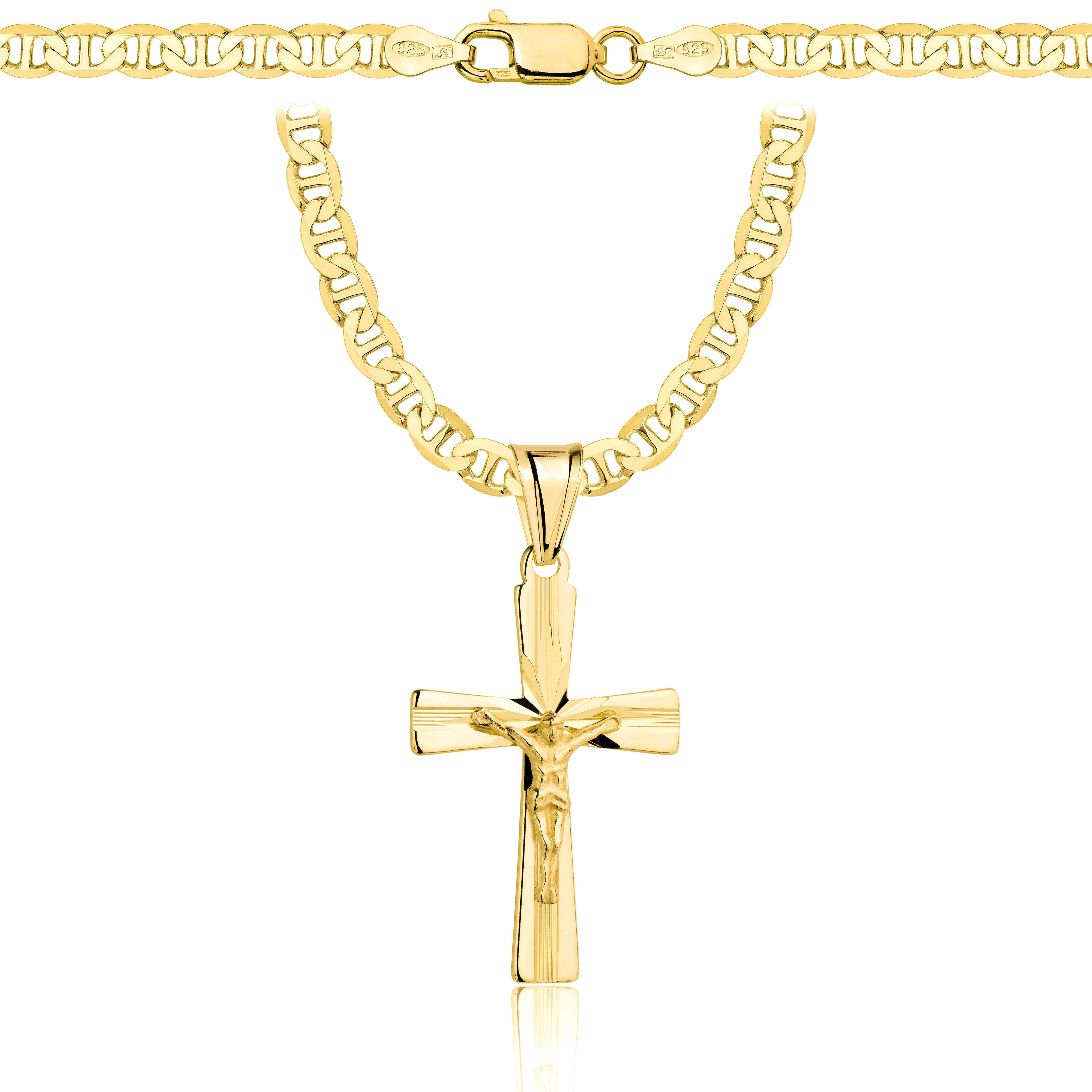 Łańcuszek pozłacany srebrny z krzyżykiem gucci 4,5mm pr. 925