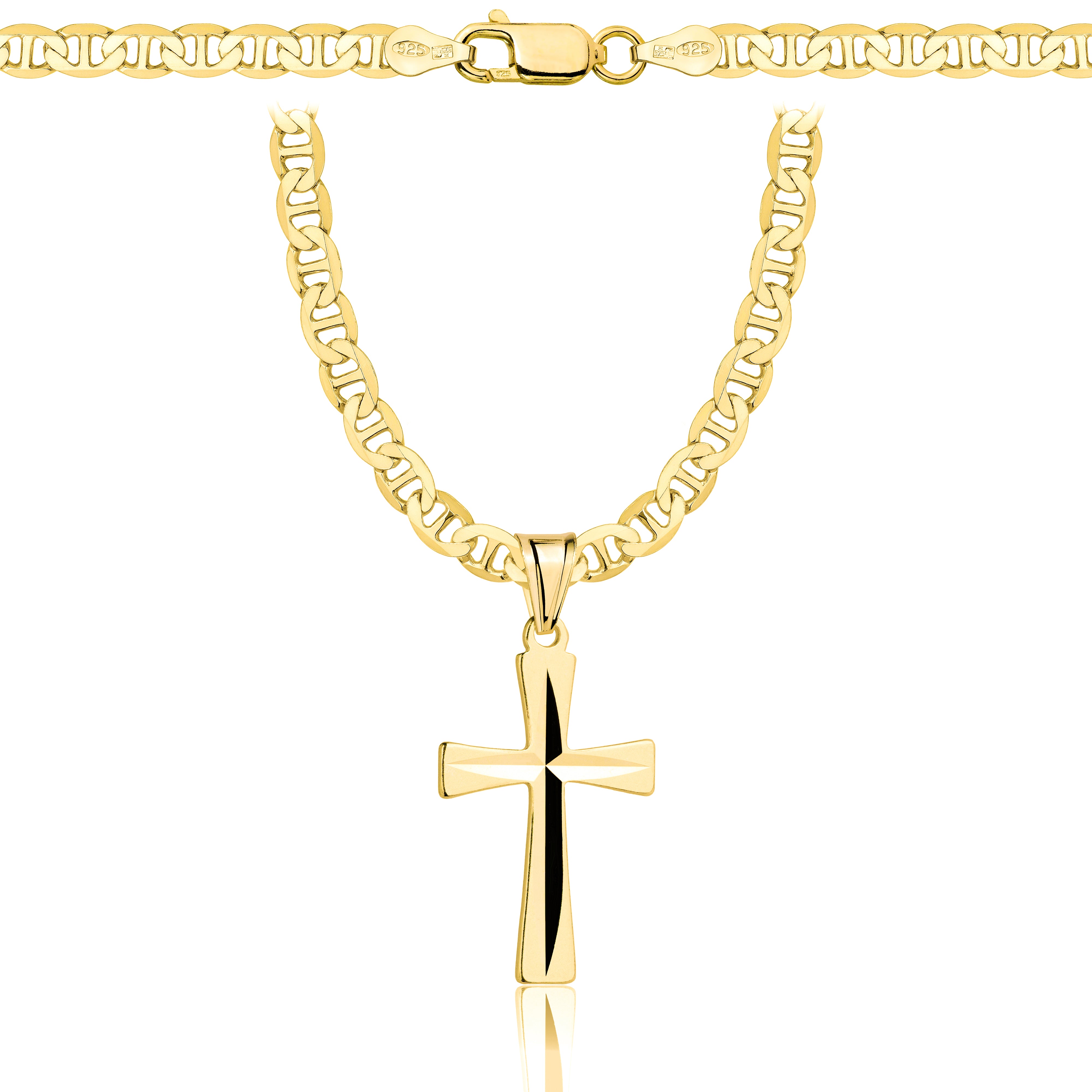 Łańcuszek pozłacany srebrny z krzyżykiem gucci 4,5mm pr. 925