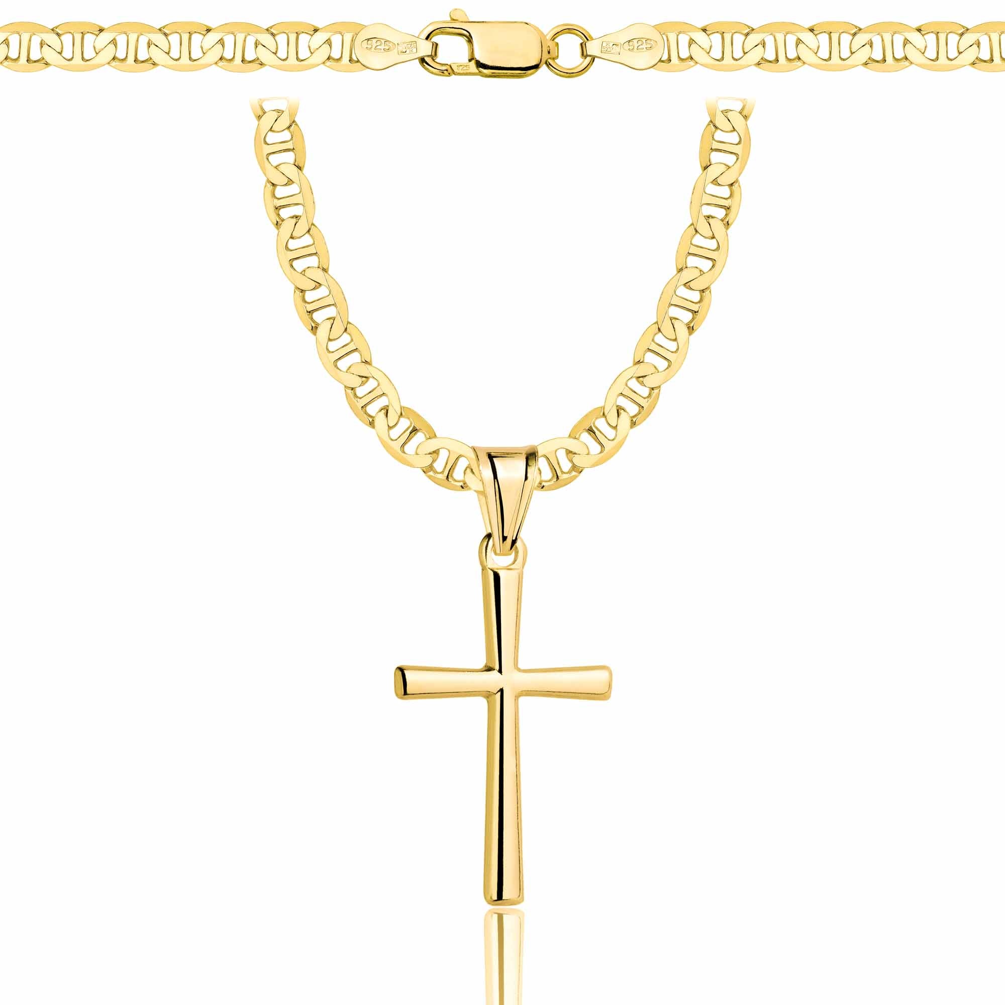 Łańcuszek pozłacany srebrny z krzyżykiem gucci 4,5mm pr. 925