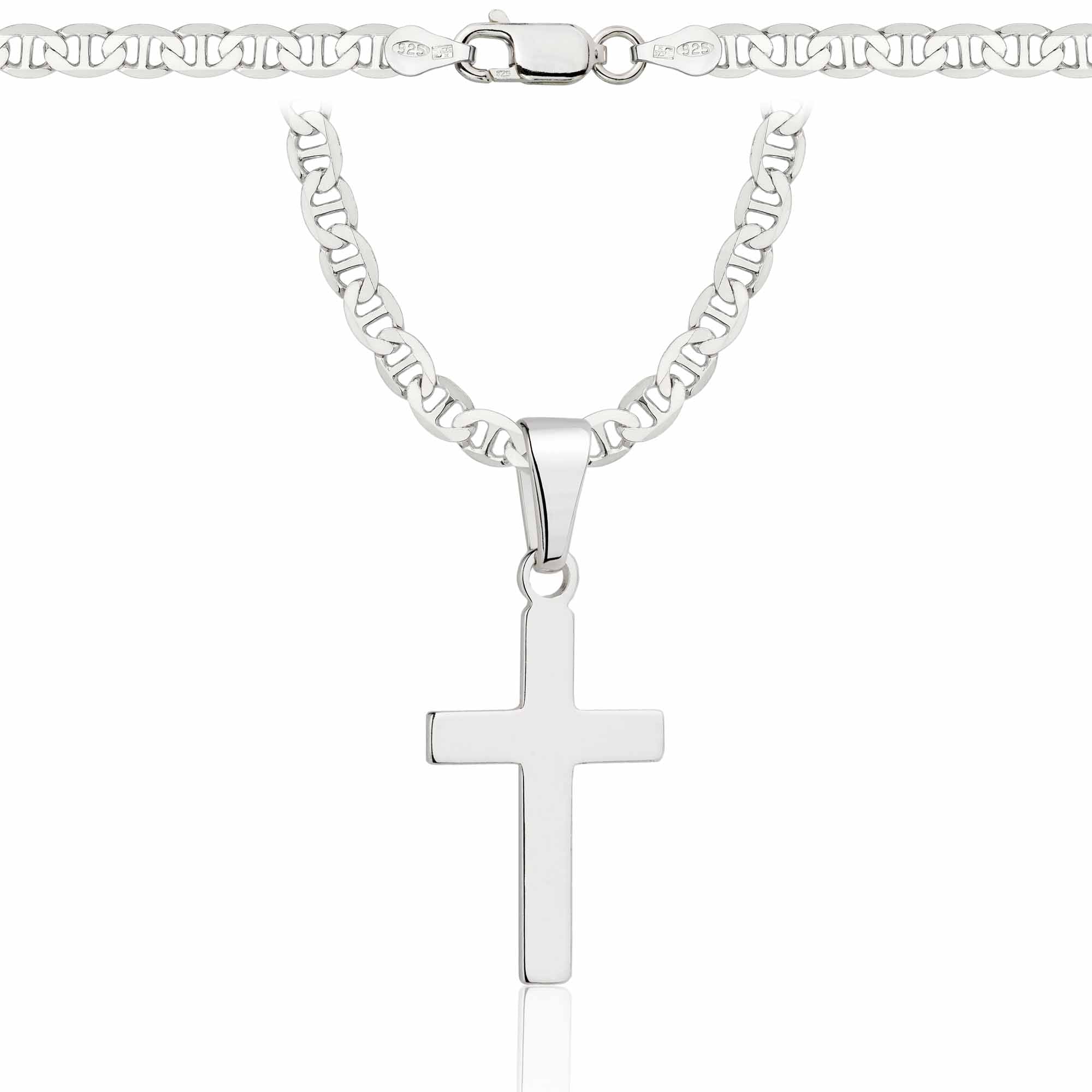 Łańcuszek srebrny z krzyżykiem gucci 4,5mm pr. 925