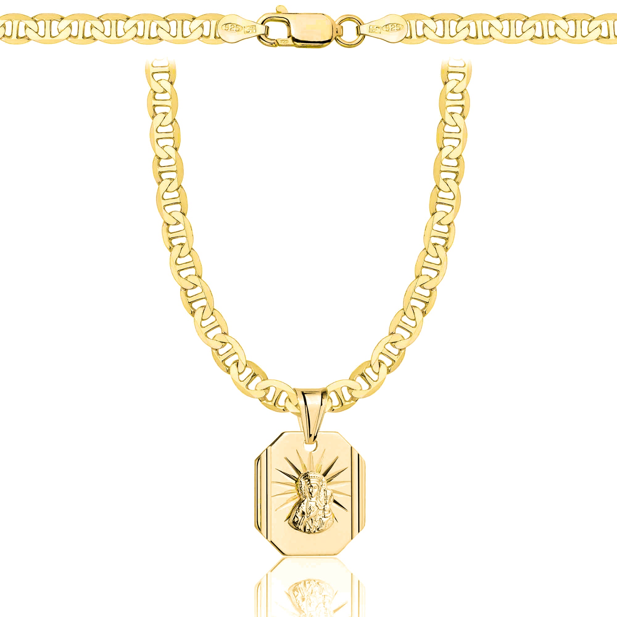 Łańcuszek pozłacany srebrny z medalikiem gucci 4,5mm pr. 925