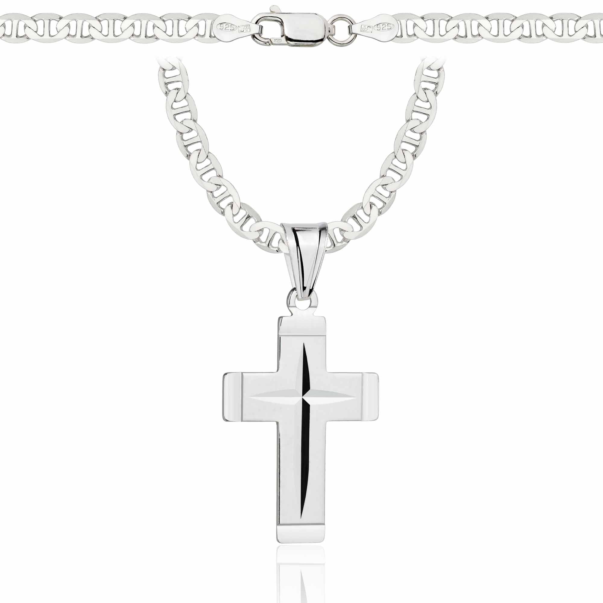 Łańcuszek srebrny z krzyżykiem gucci 4,5mm pr. 925