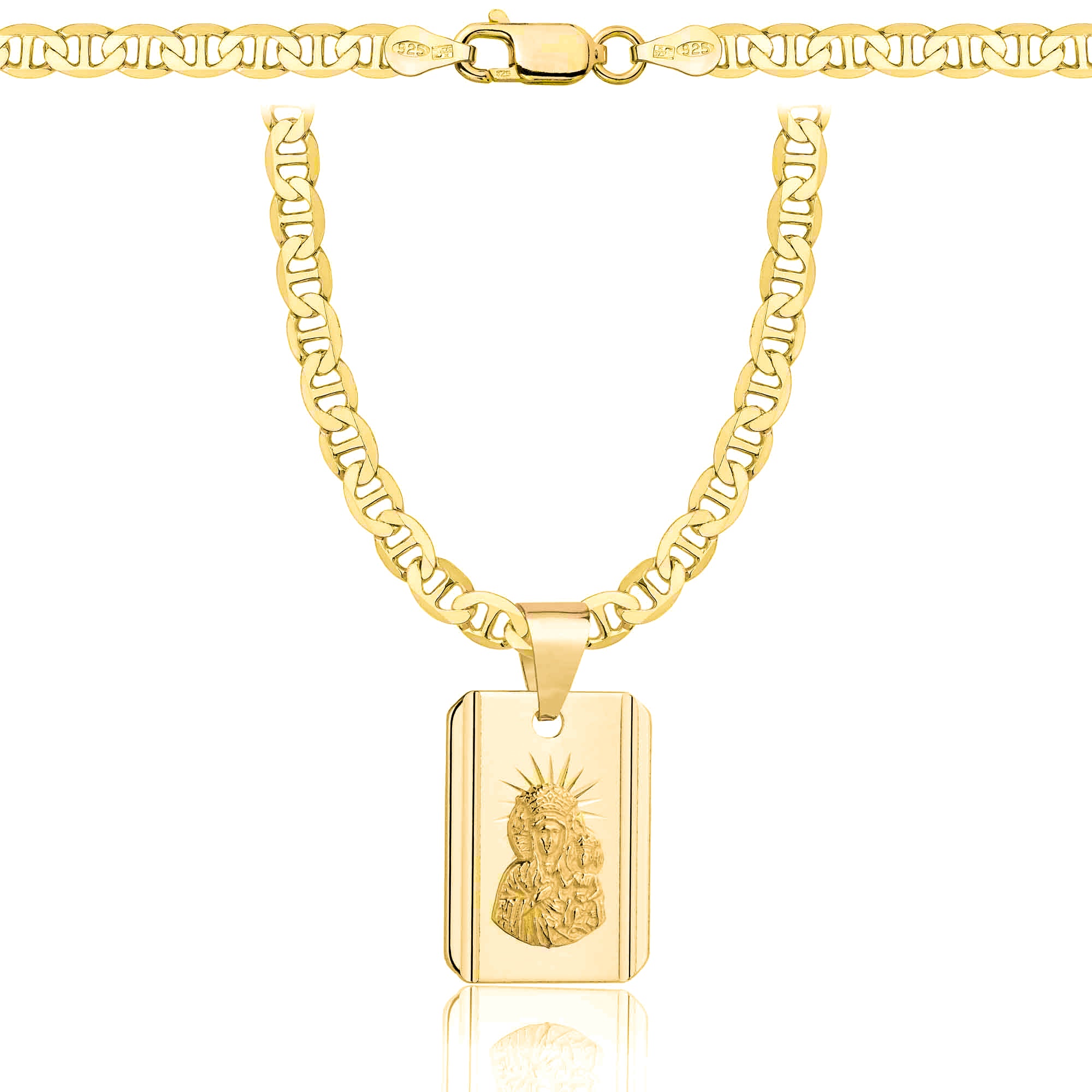 Łańcuszek pozłacany srebrny z medalikiem gucci 4,5mm pr. 925