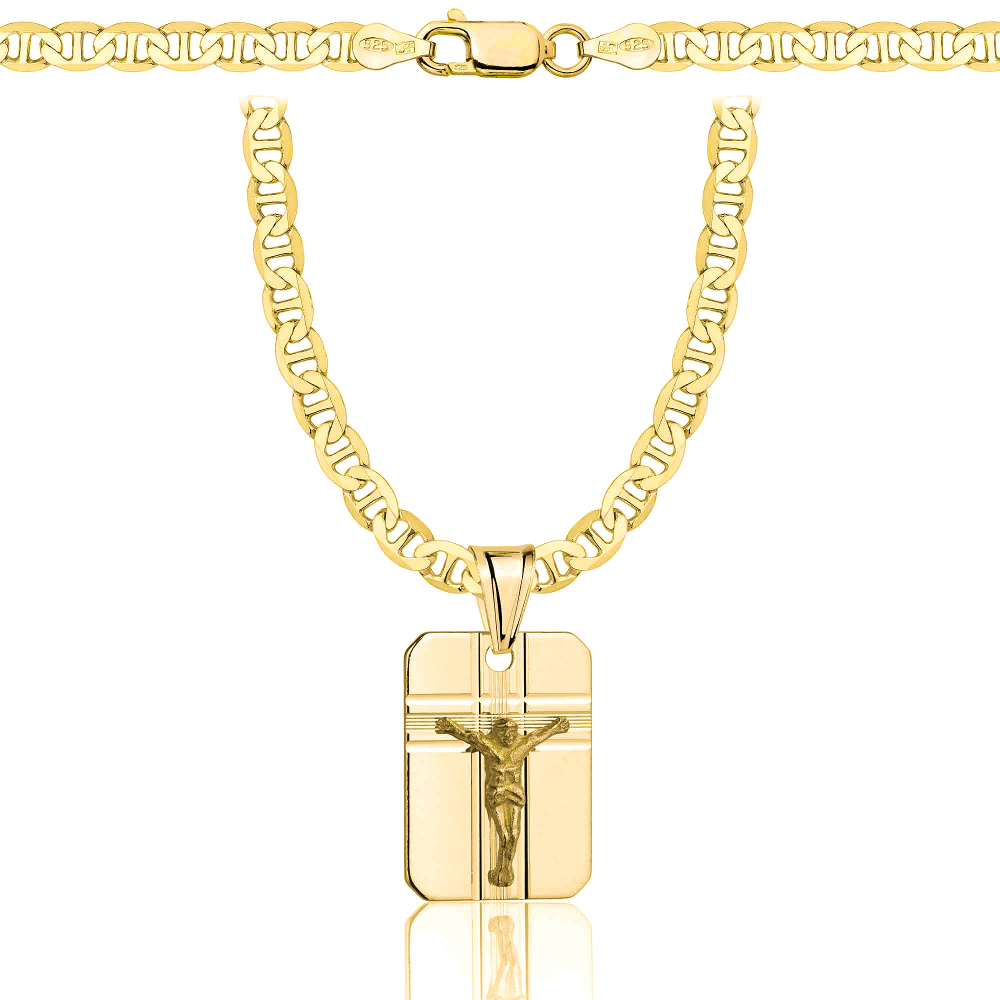 Łańcuszek pozłacany srebrny z medalikiem gucci 4,5mm pr. 925