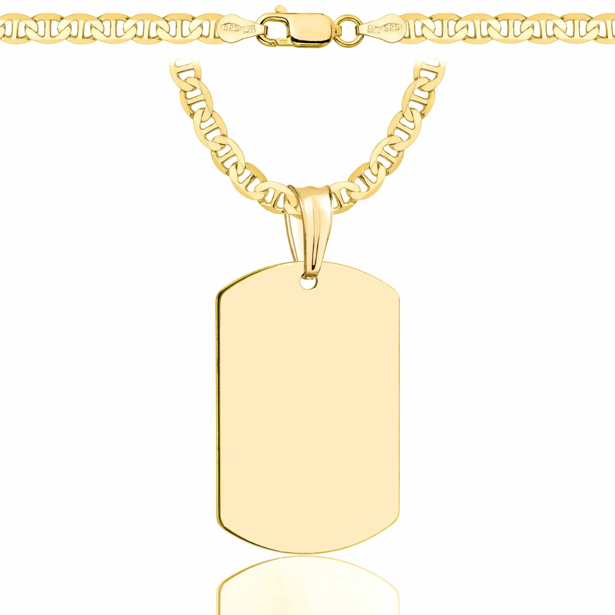 Łańcuszek pozłacany srebrny z nieśmiertelnikiem gucci 4,5mm pr. 925 585