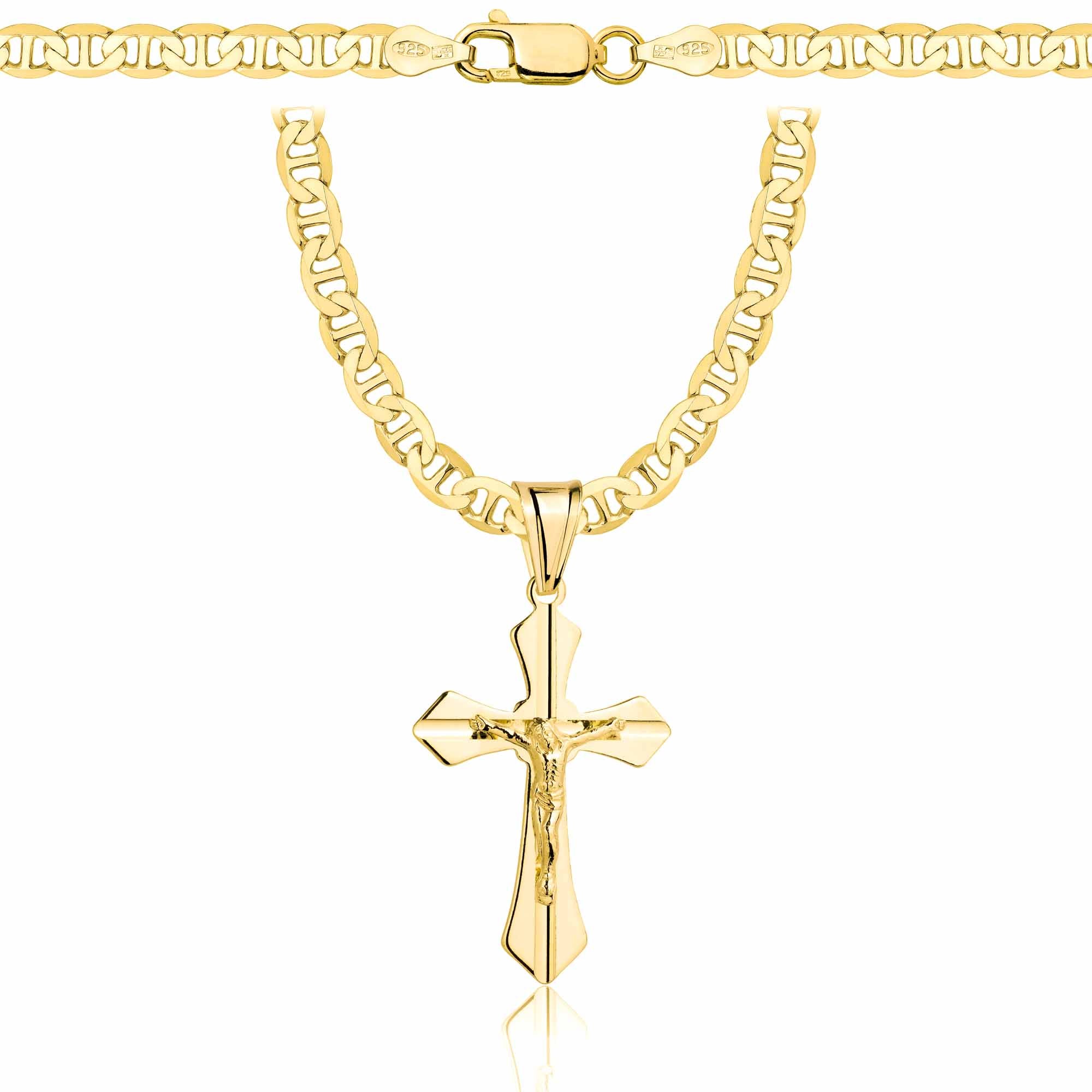 Łańcuszek pozłacany srebrny z krzyżykiem gucci 4,5mm pr. 925