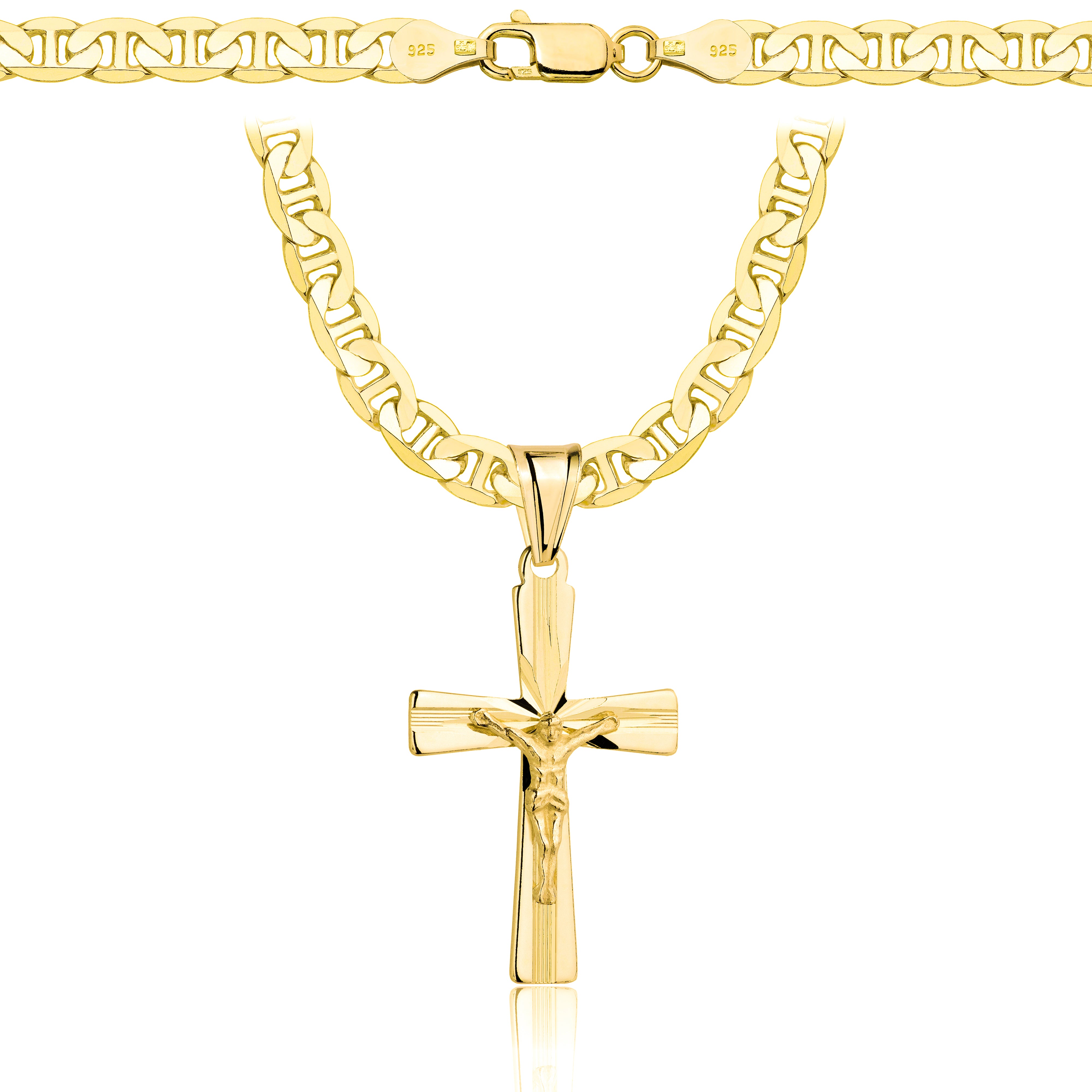 Łańcuszek pozłacany srebrny z krzyżykiem gucci 5,5mm pr. 925