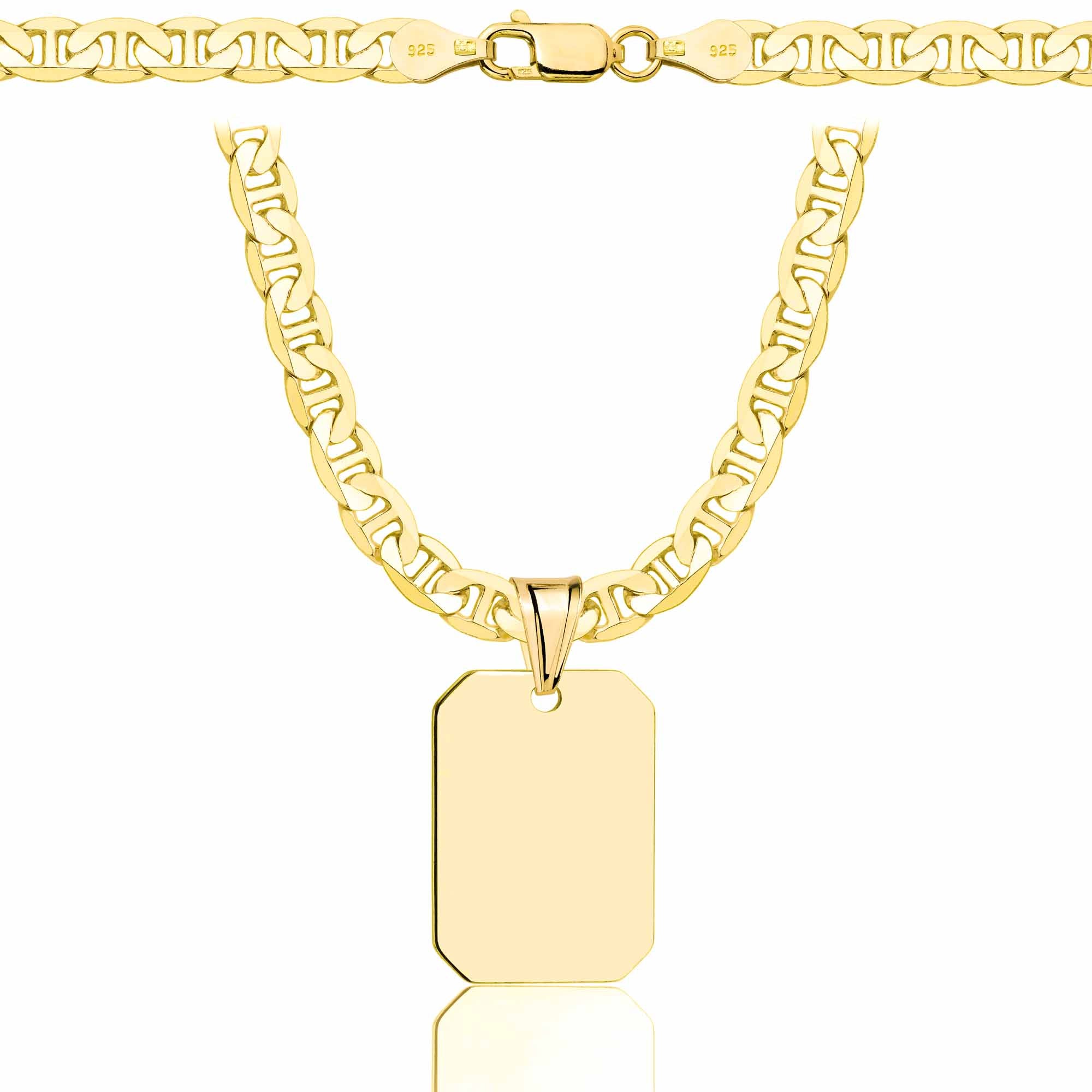 Łańcuszek pozłacany srebrny z nieśmiertelnikiem gucci 5,5mm pr. 925 585