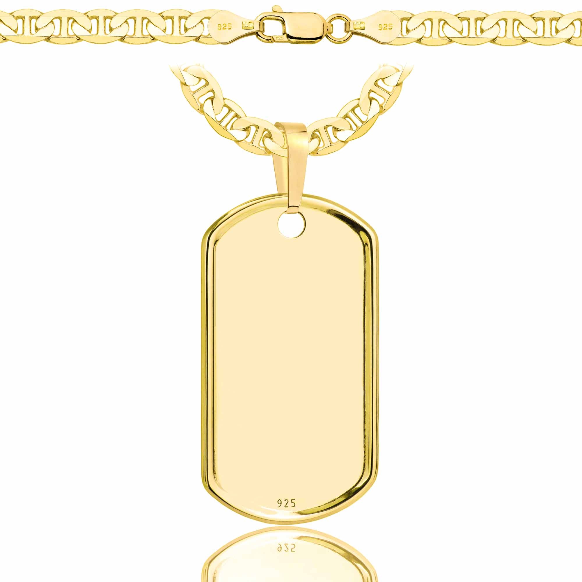 Łańcuszek pozłacany srebrny z nieśmiertelnikiem gucci 5,5mm pr. 925 585