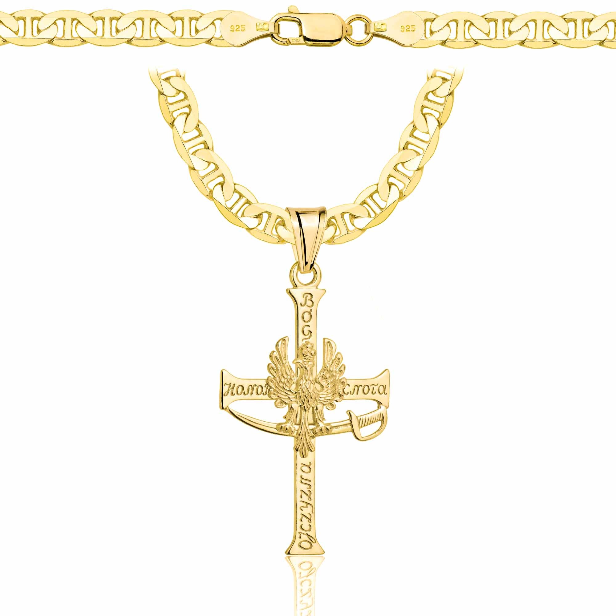 Łańcuszek pozłacany srebrny z krzyżykiem gucci 5,5mm pr. 925