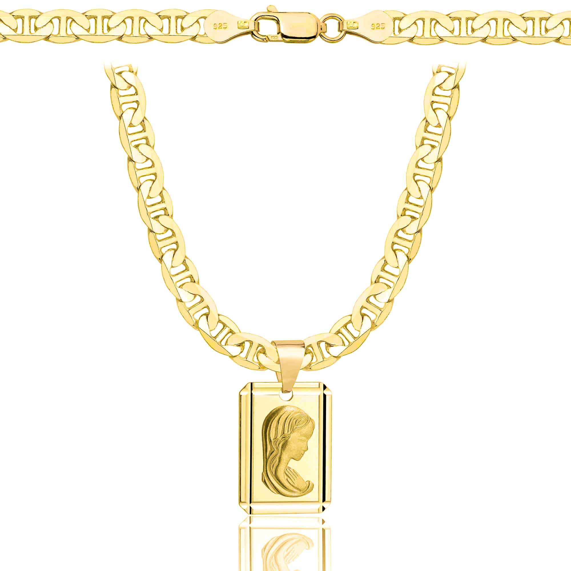 Łańcuszek pozłacany srebrny z medalikiem gucci 5,5mm pr. 925