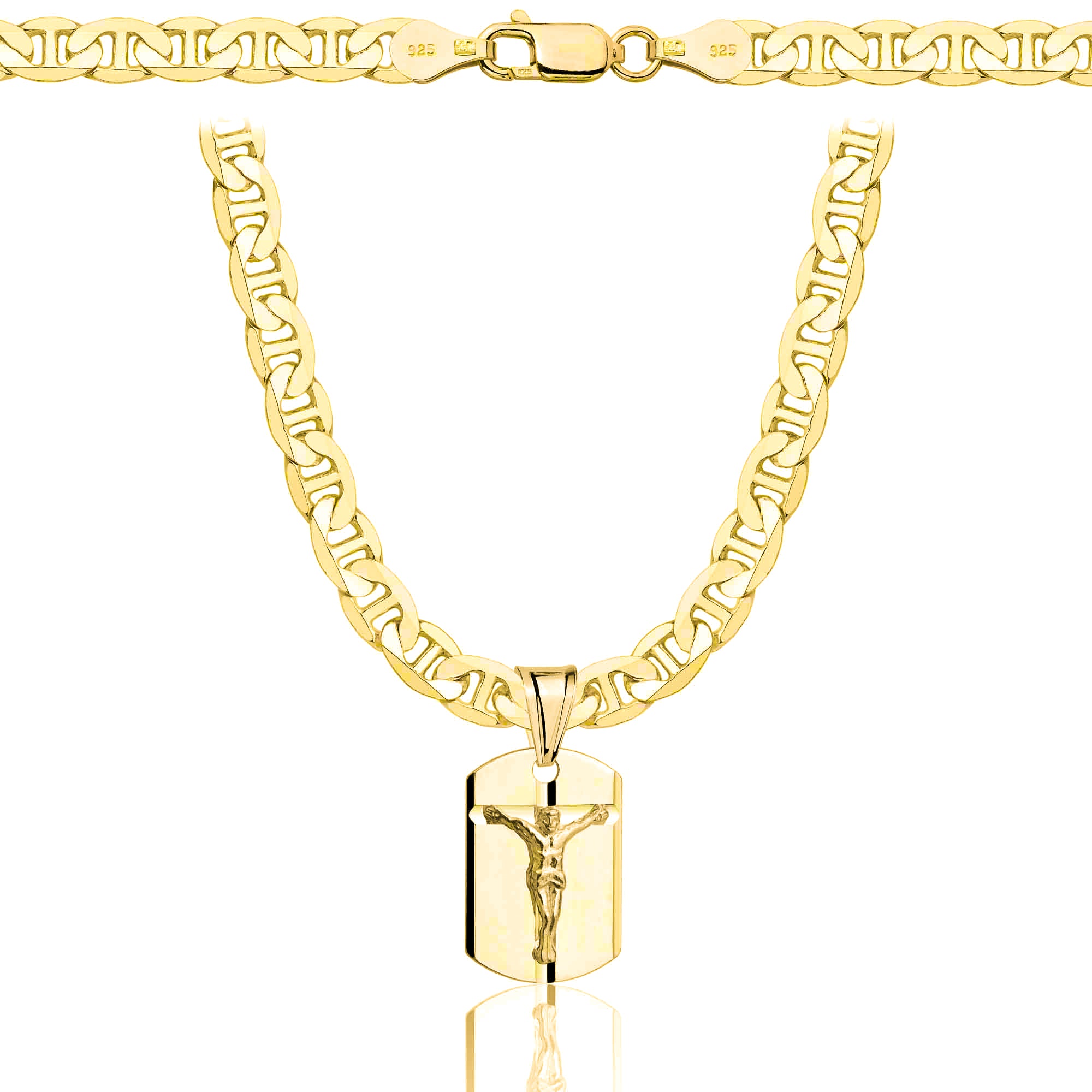 Łańcuszek pozłacany srebrny z medalikiem gucci 5,5mm pr. 925