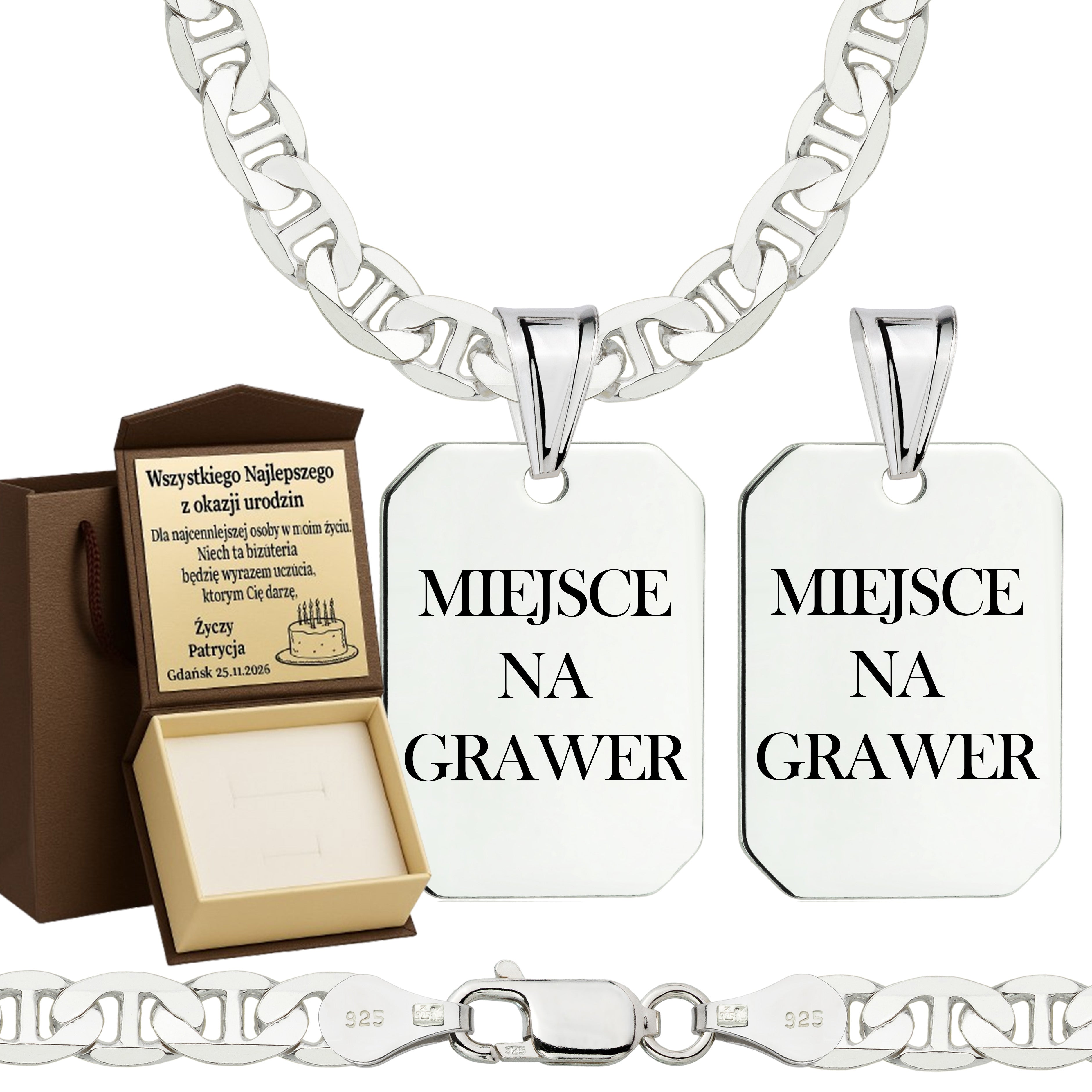 Łańcuszek srebrny z nieśmiertelnikiem gucci 5,5mm pr. 925