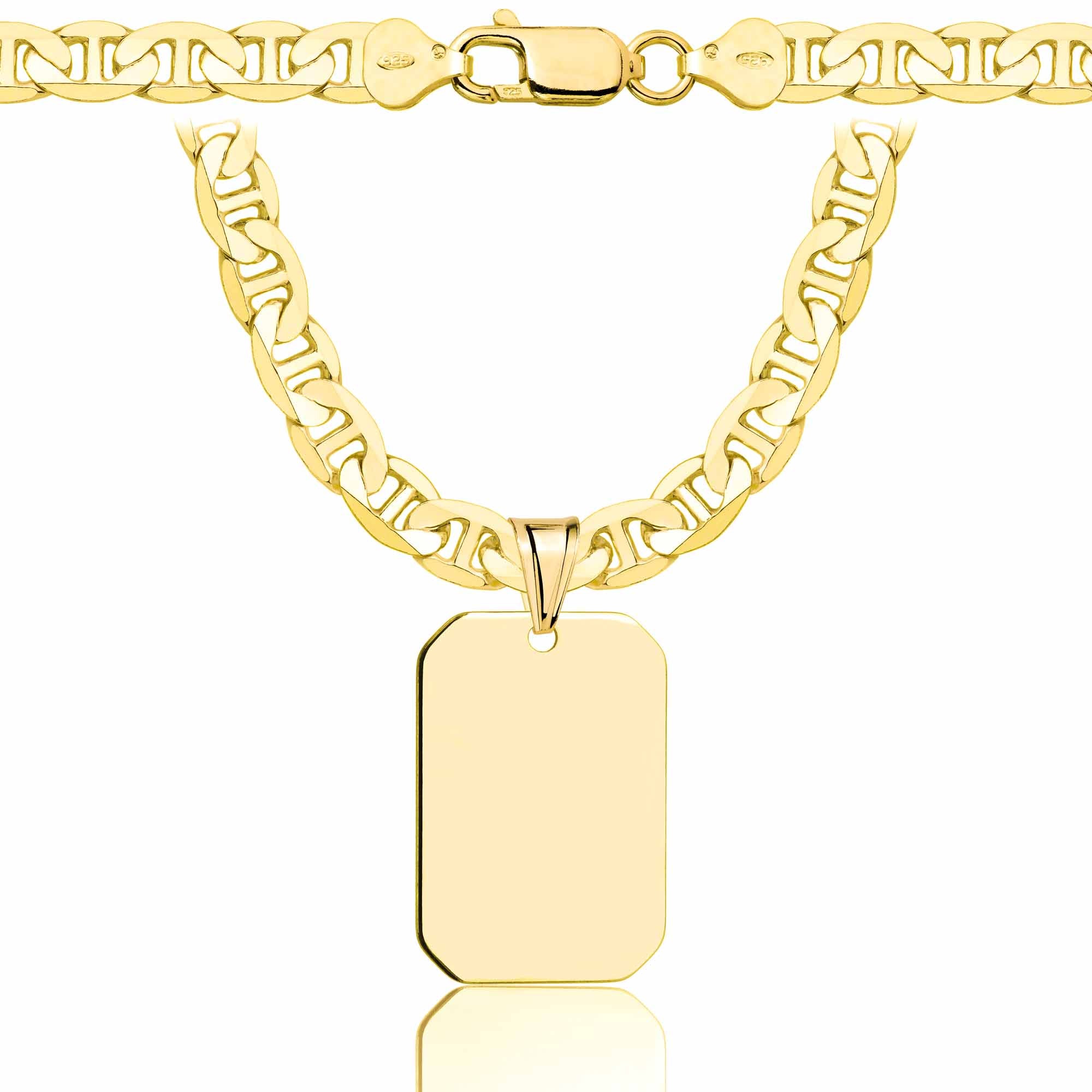 Łańcuszek pozłacany srebrny z nieśmiertelnikiem gucci 6,5mm pr. 925 585